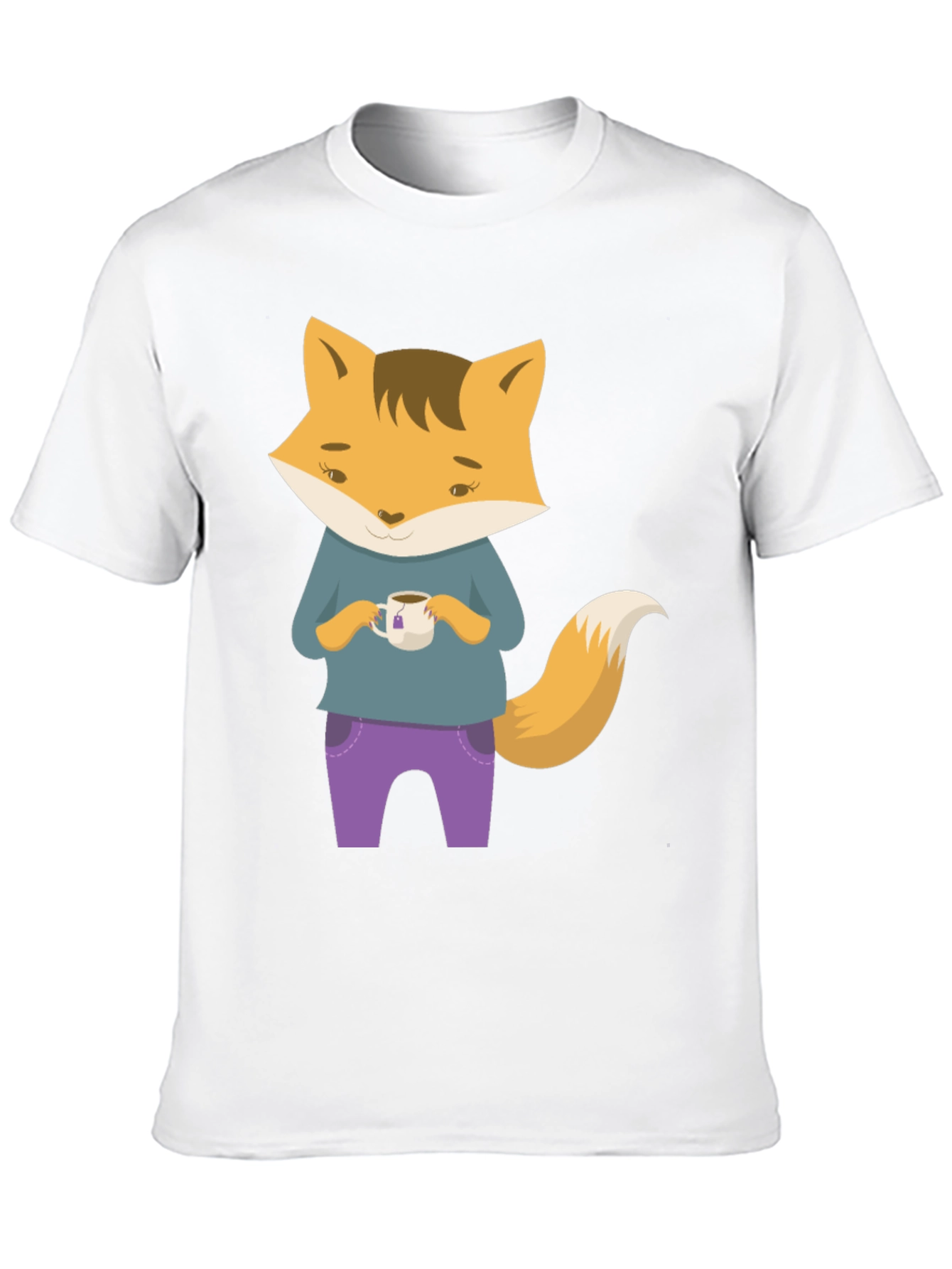 Black Fox Tea T-Shirt - Cute Cartoon Fox Design view 10