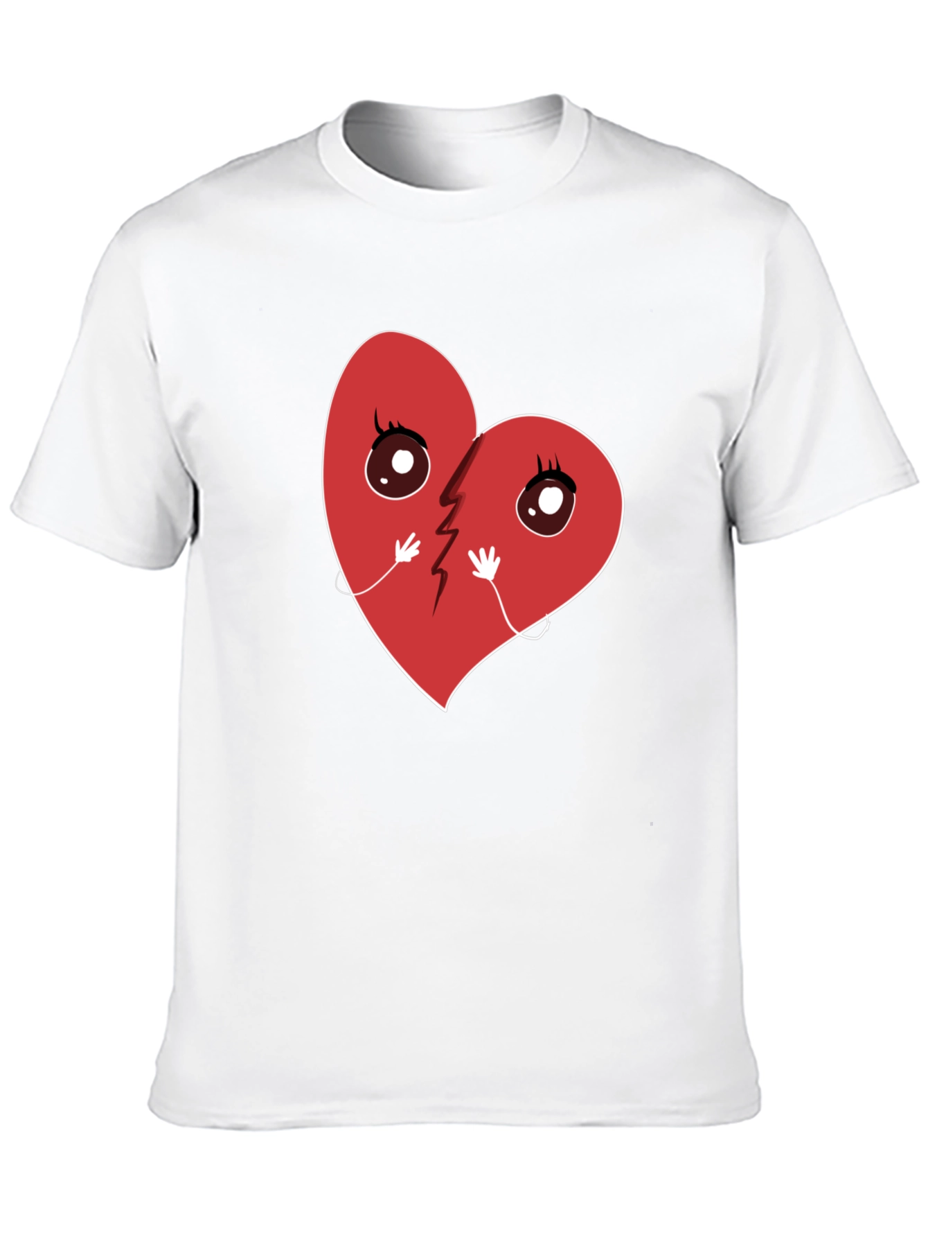 Black Broken Heart Cartoon Graphic T-Shirt - Unisex Casual Tee view 10