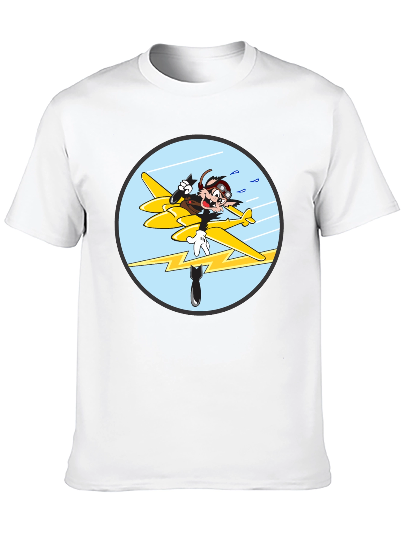 Black Cartoon Aviator Tee - Black Cotton Blend view 10