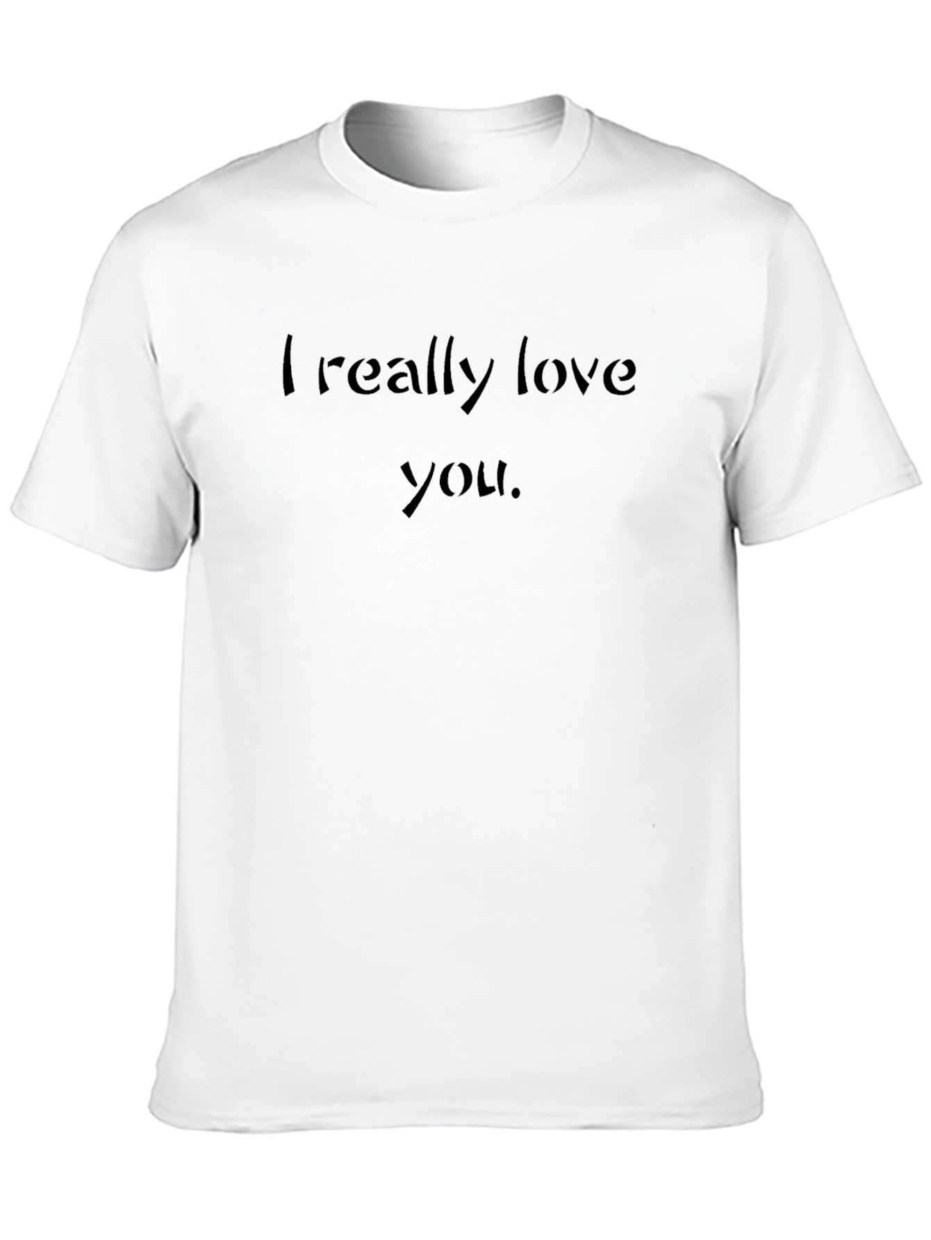 Black I Really Love You T-Shirt - Black Crew Neck view 10