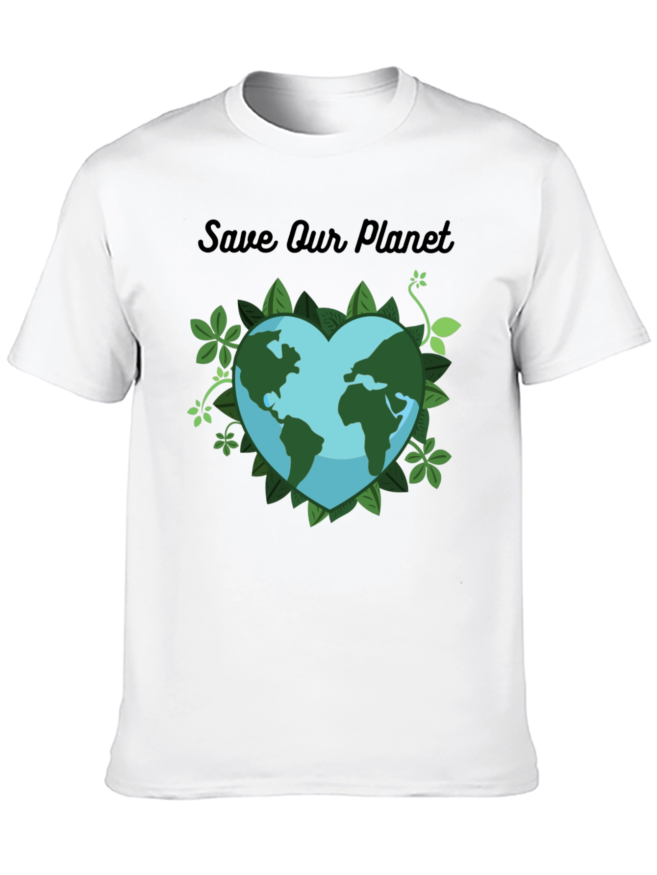 Black Save Our Planet T-Shirt - Earth Heart Design view 10