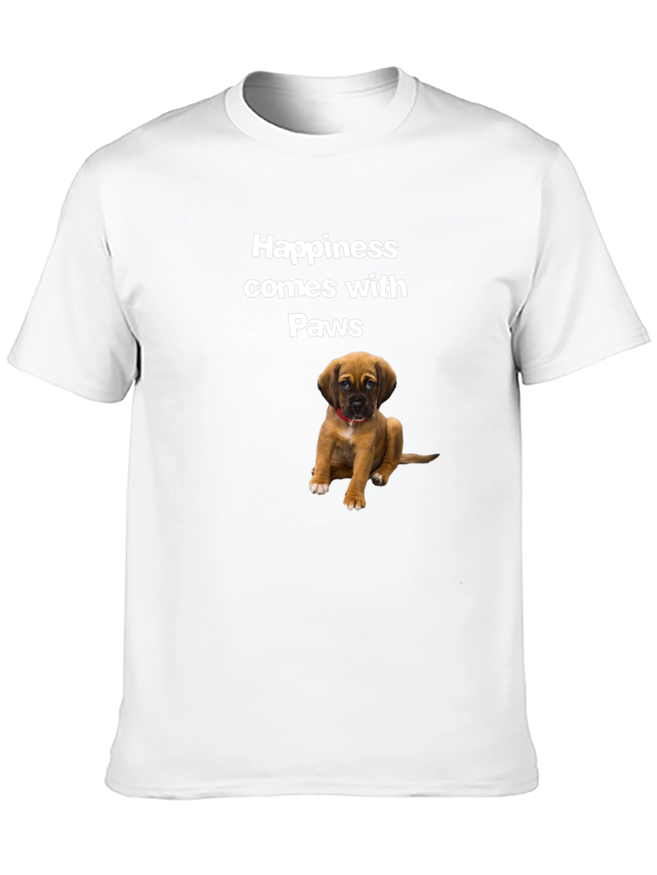 Black Happiness Comes with Paws Black T-Shirt view 10