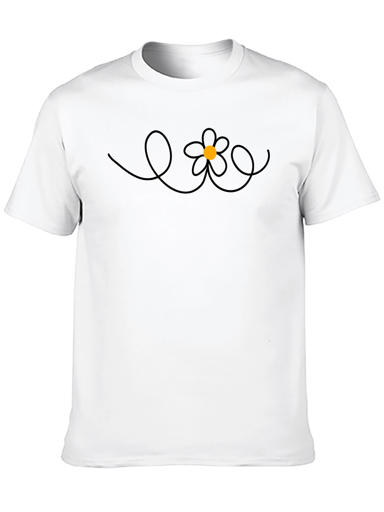 Black Daisy Doodle Black T-Shirt view 10