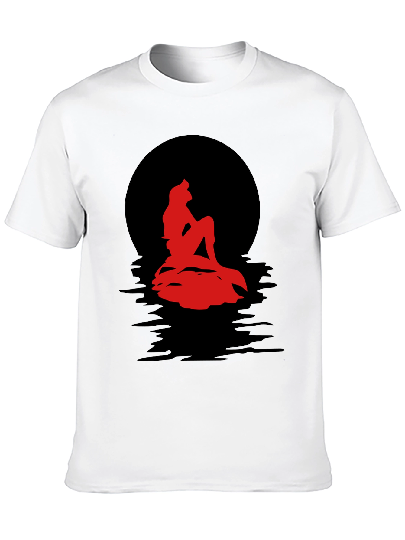 Black Red Mermaid Silhouette Graphic Tee view 10