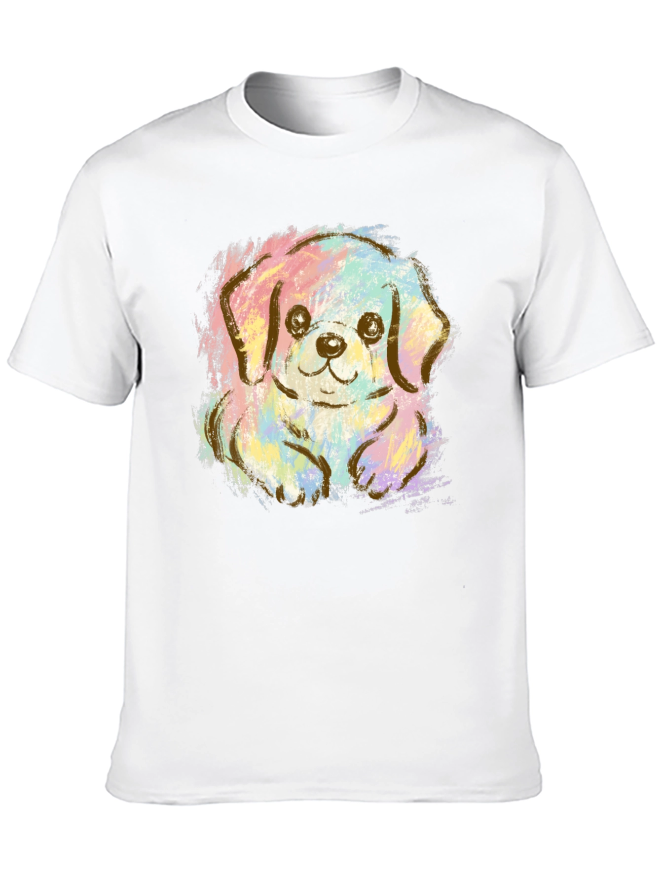 Black Cute Puppy Pastel Graphic T-Shirt - Unisex Crew Neck view 10
