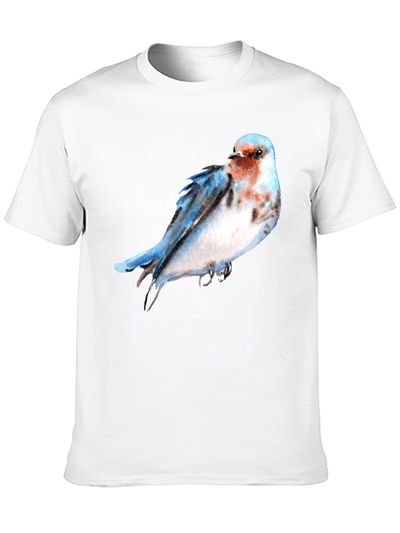 Black Watercolor Bird Print Black T-Shirt view 10