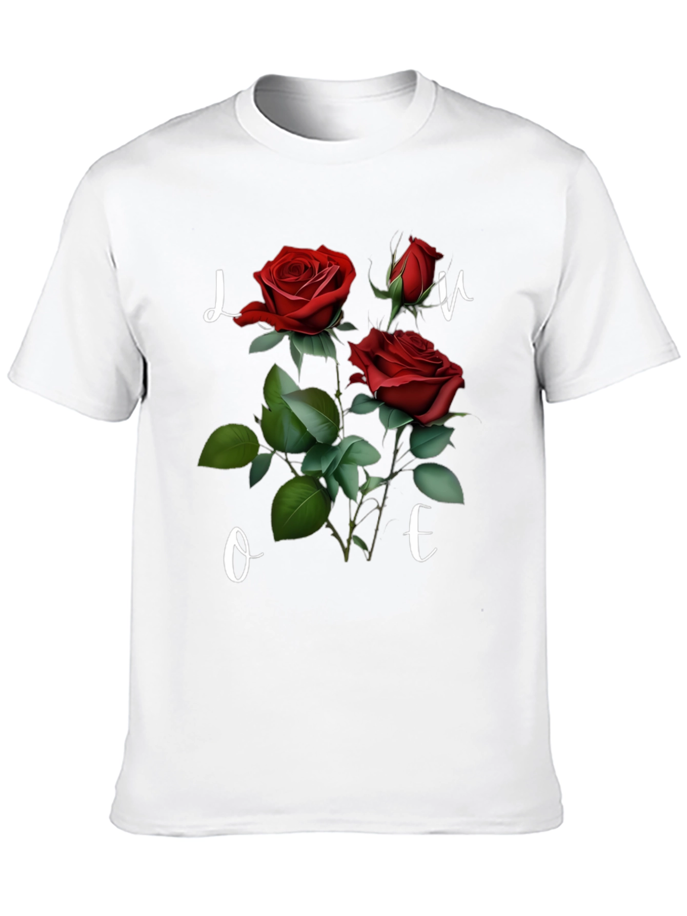 Black Floral Love T-Shirt - Romantic Red Roses view 10