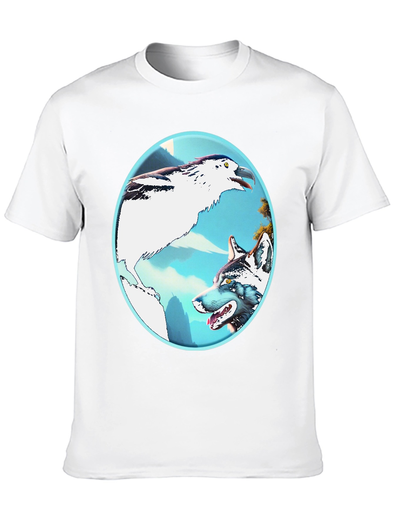 Black Wolf & Bird Graphic Tee view 10