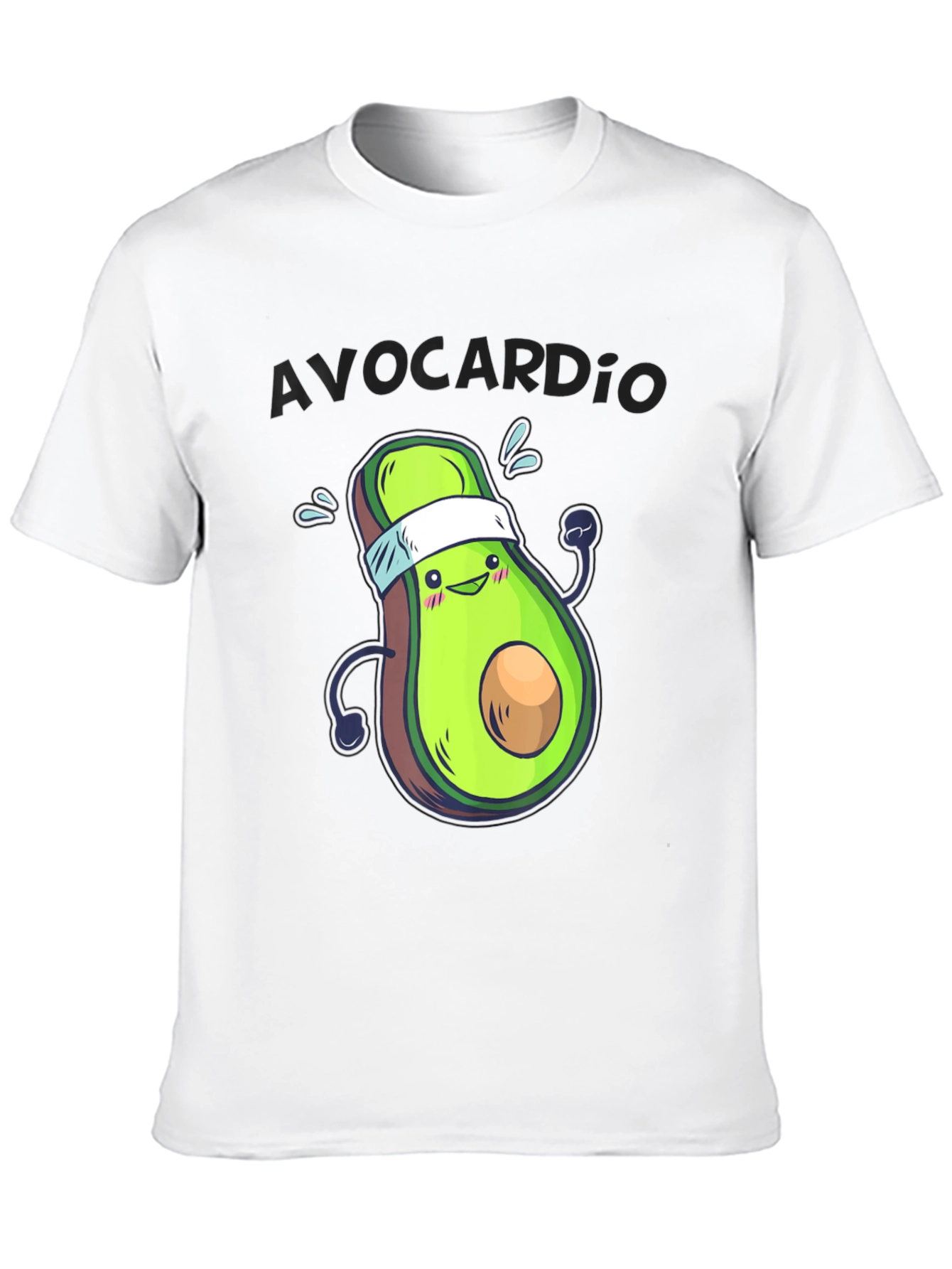 Black Avocardio Funny Avocado Workout T-Shirt view 10