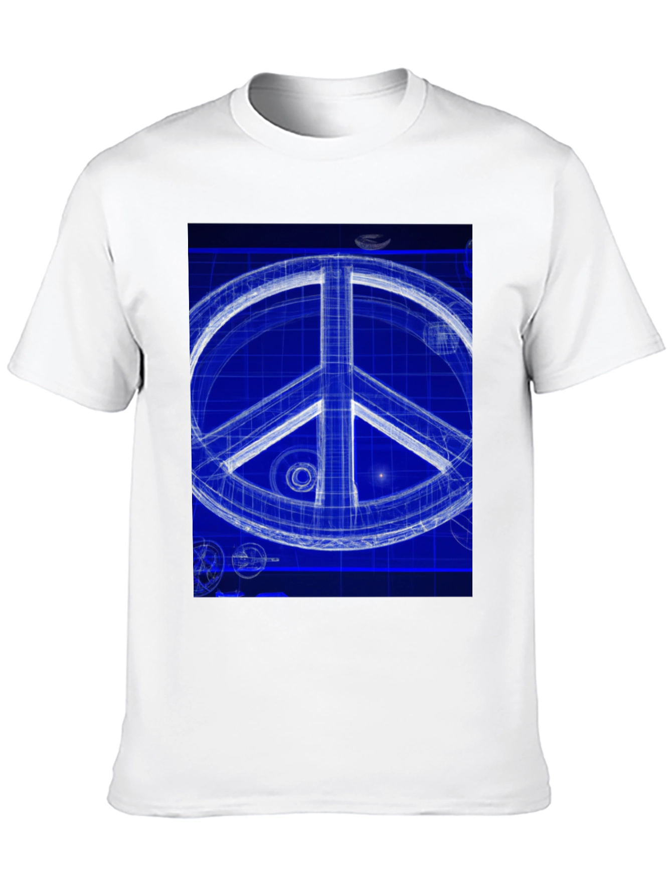 Black Blueprint Peace Sign Graphic T-Shirt view 10