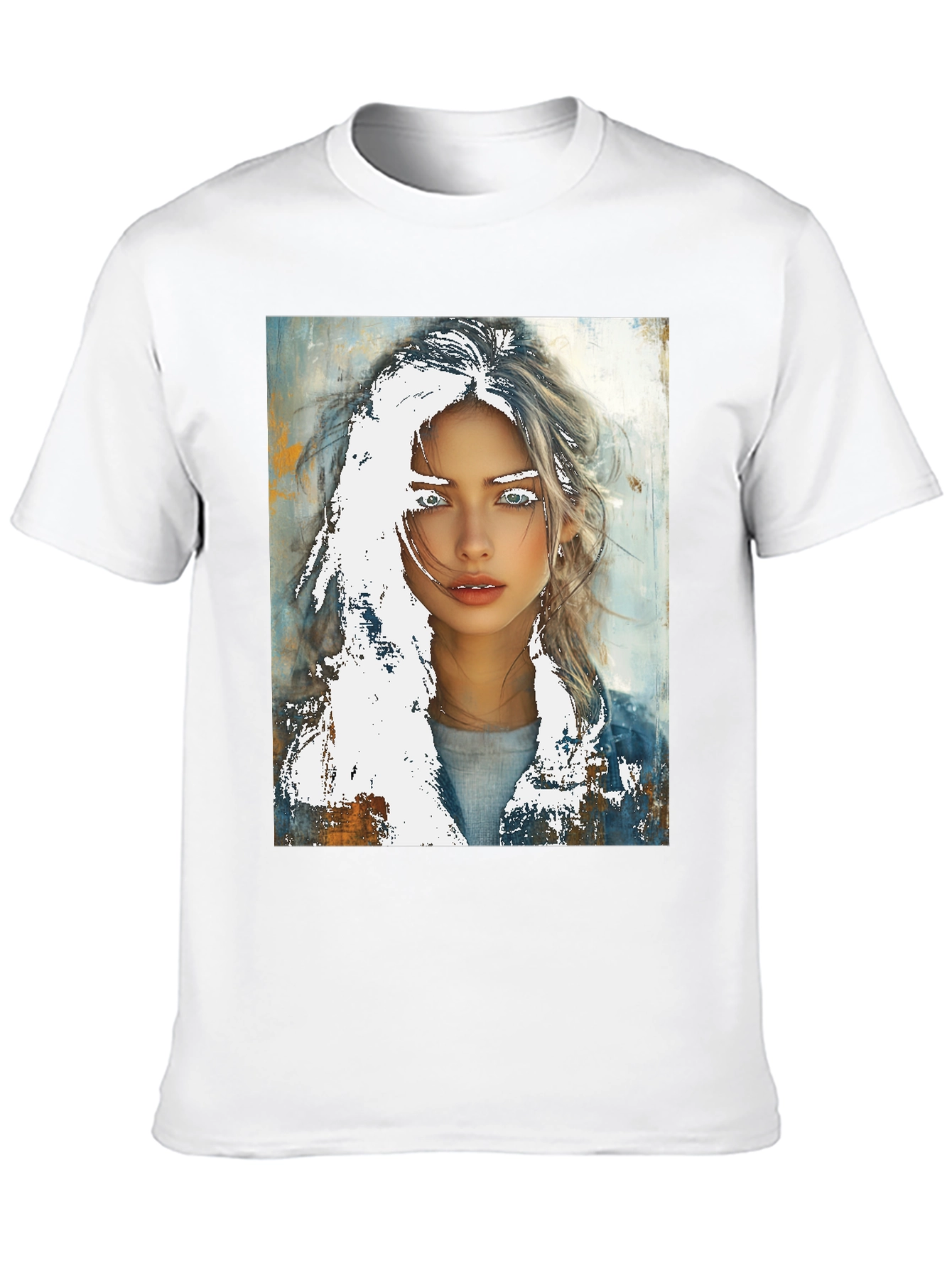 Artistic Woman Graphic Tee - Black Cotton Casual - 10