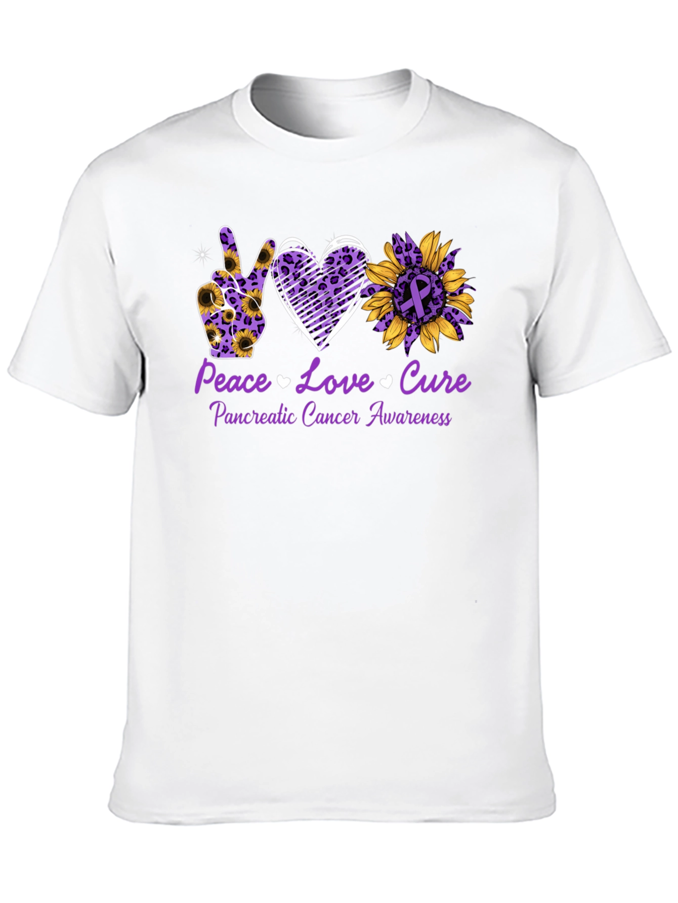 Peace Love Cure Pancreatic Cancer Awareness T-Shirt - 10