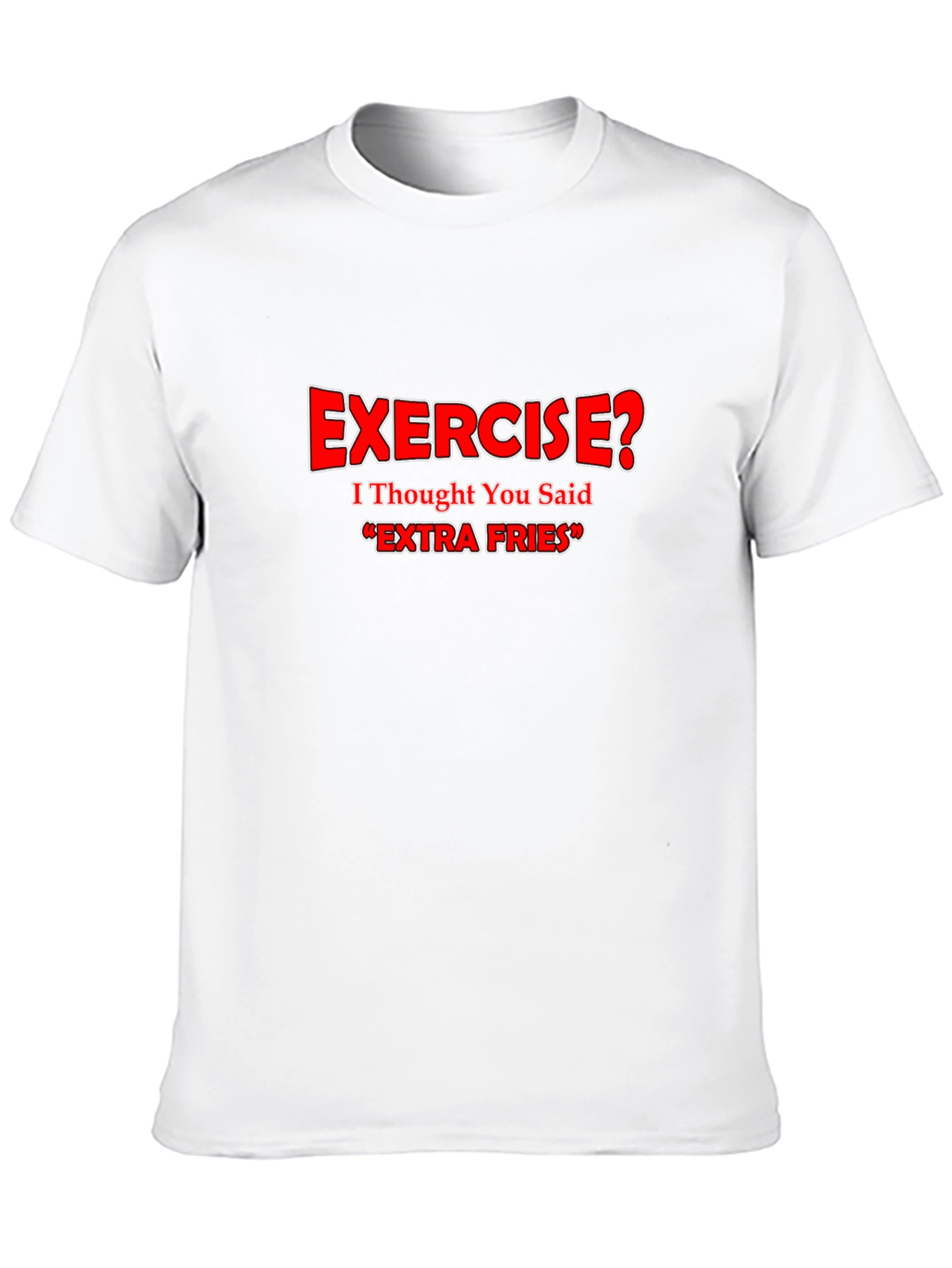 Black Funny Exercise? Extra Fries Black T-Shirt view 10