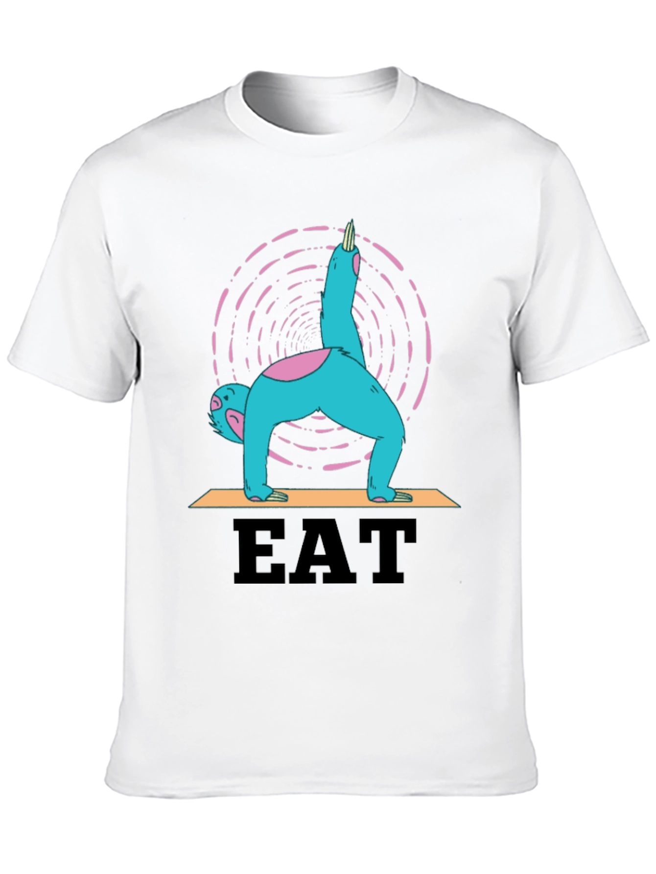 Black Yoga Sloth Eat T-Shirt - Relaxed Fit Tee view 10