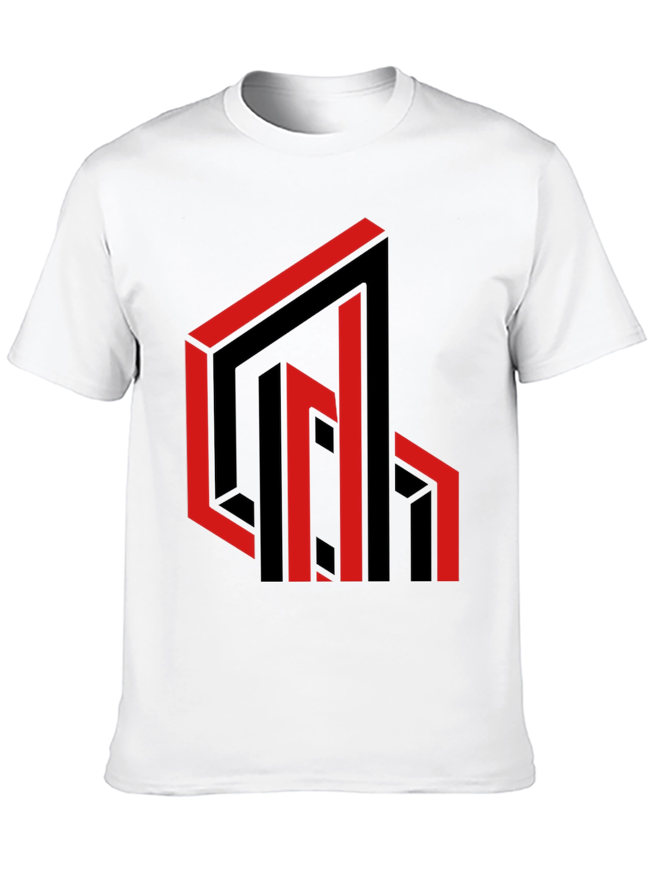 Black Abstract Geometric Design Black T-Shirt view 10