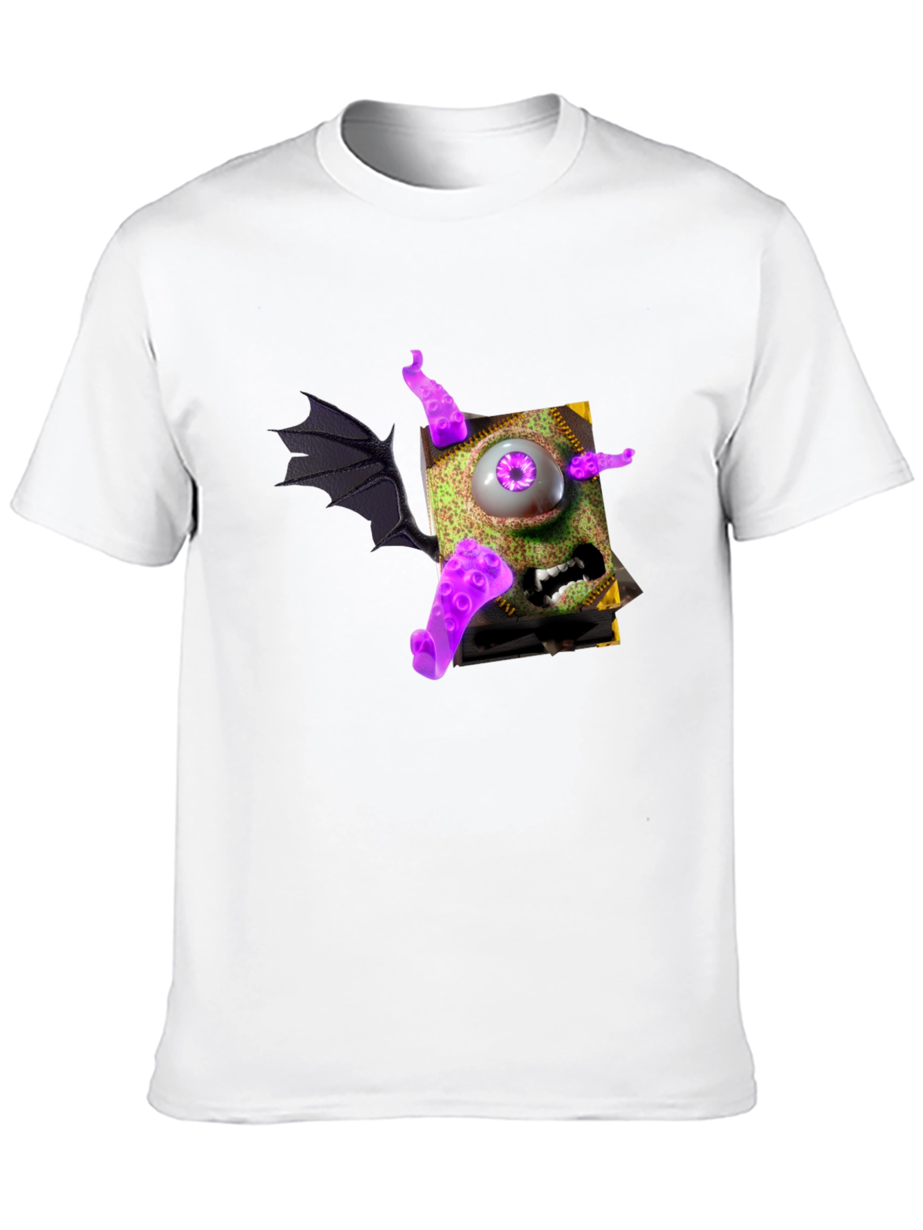 Black Monster Book T-Shirt - Purple Eye Tentacles Wing view 10