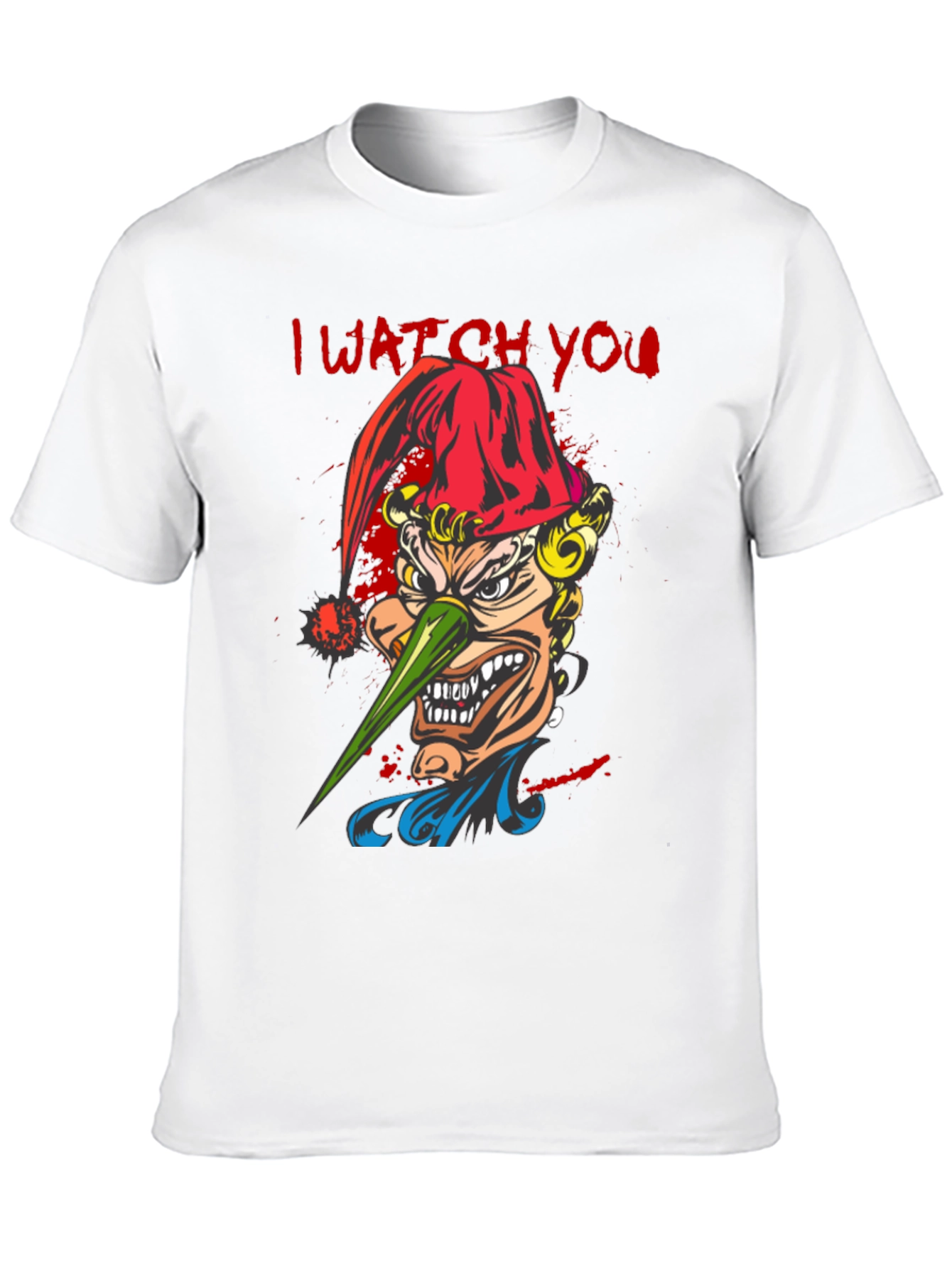 Black Men's "I Watch You" Graphic Tee - Spooky Clown Design view 10