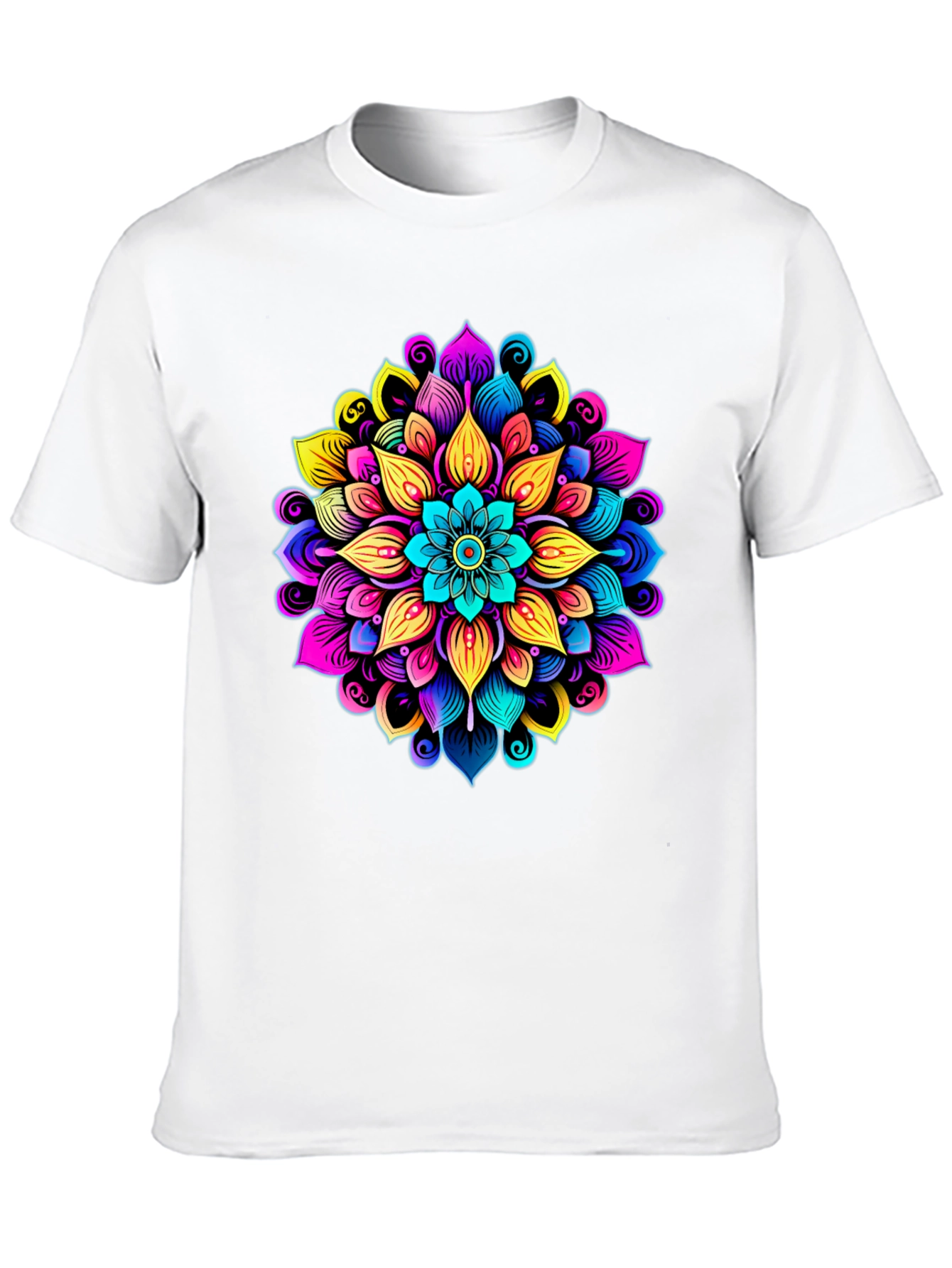 Black Vibrant Mandala Graphic Black T-Shirt view 10