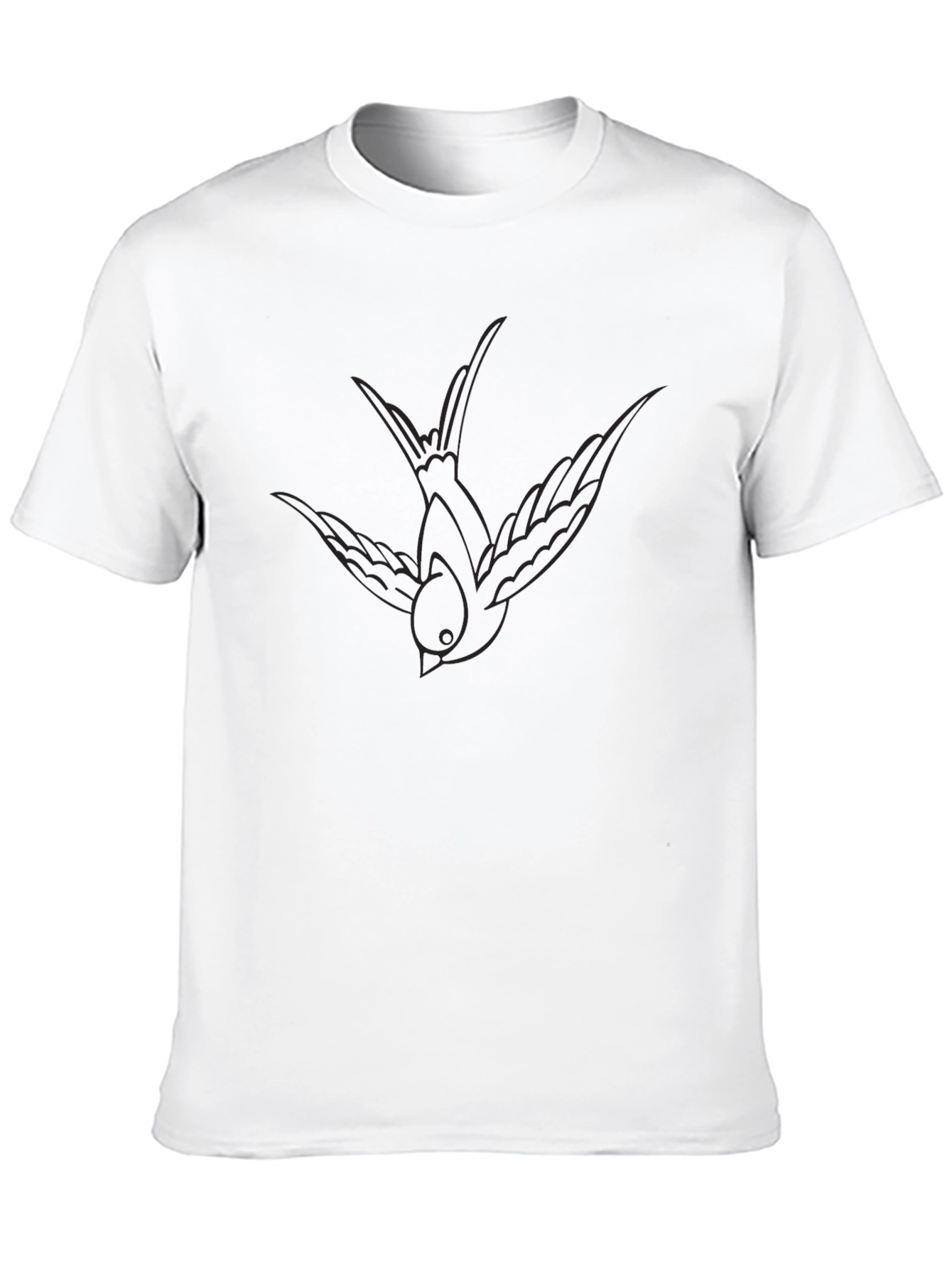Black Men's Black T-Shirt with Subtle Bird Outline Design view 10