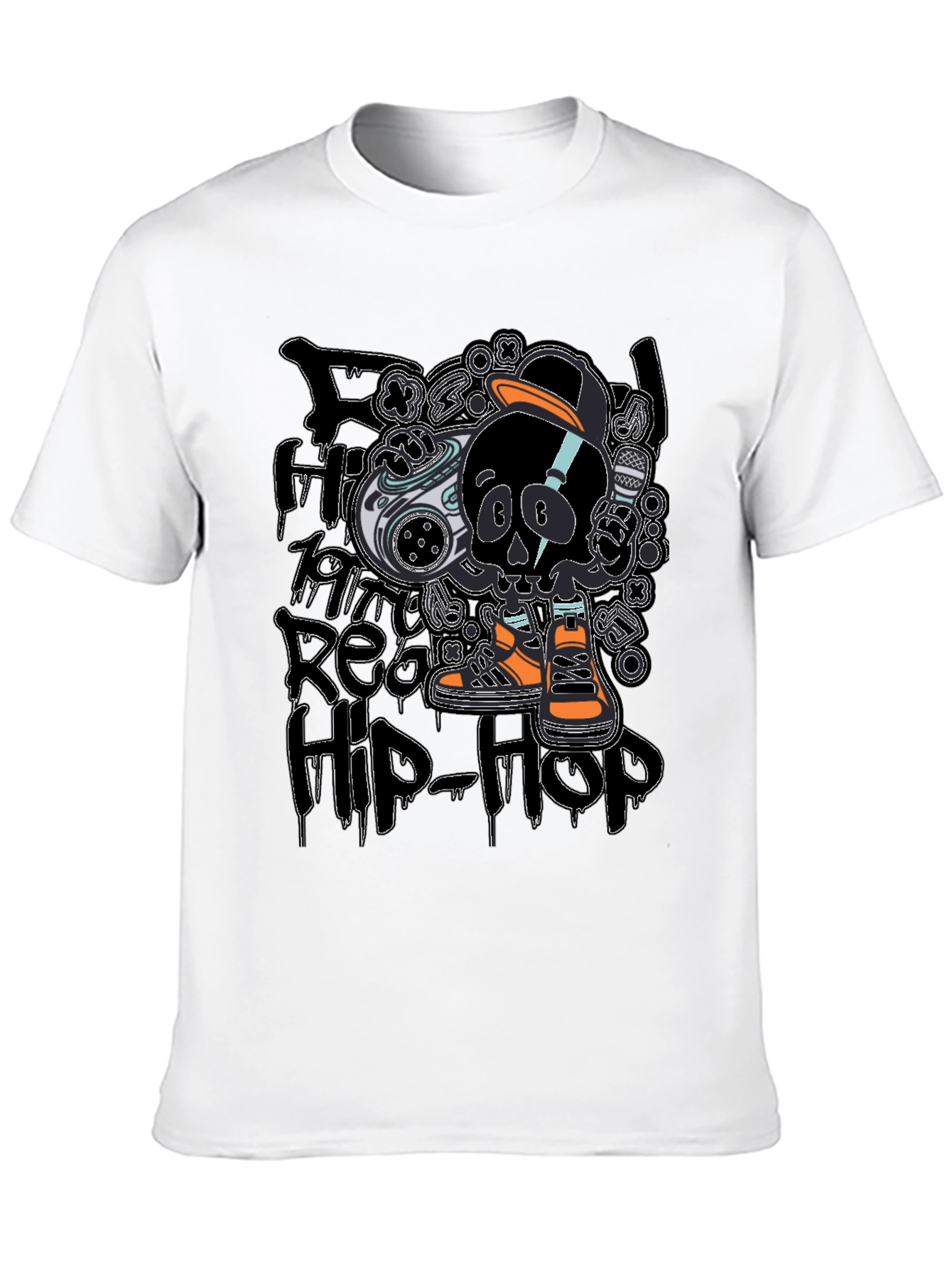 Black Hip-Hop Skull T-Shirt - Black view 10
