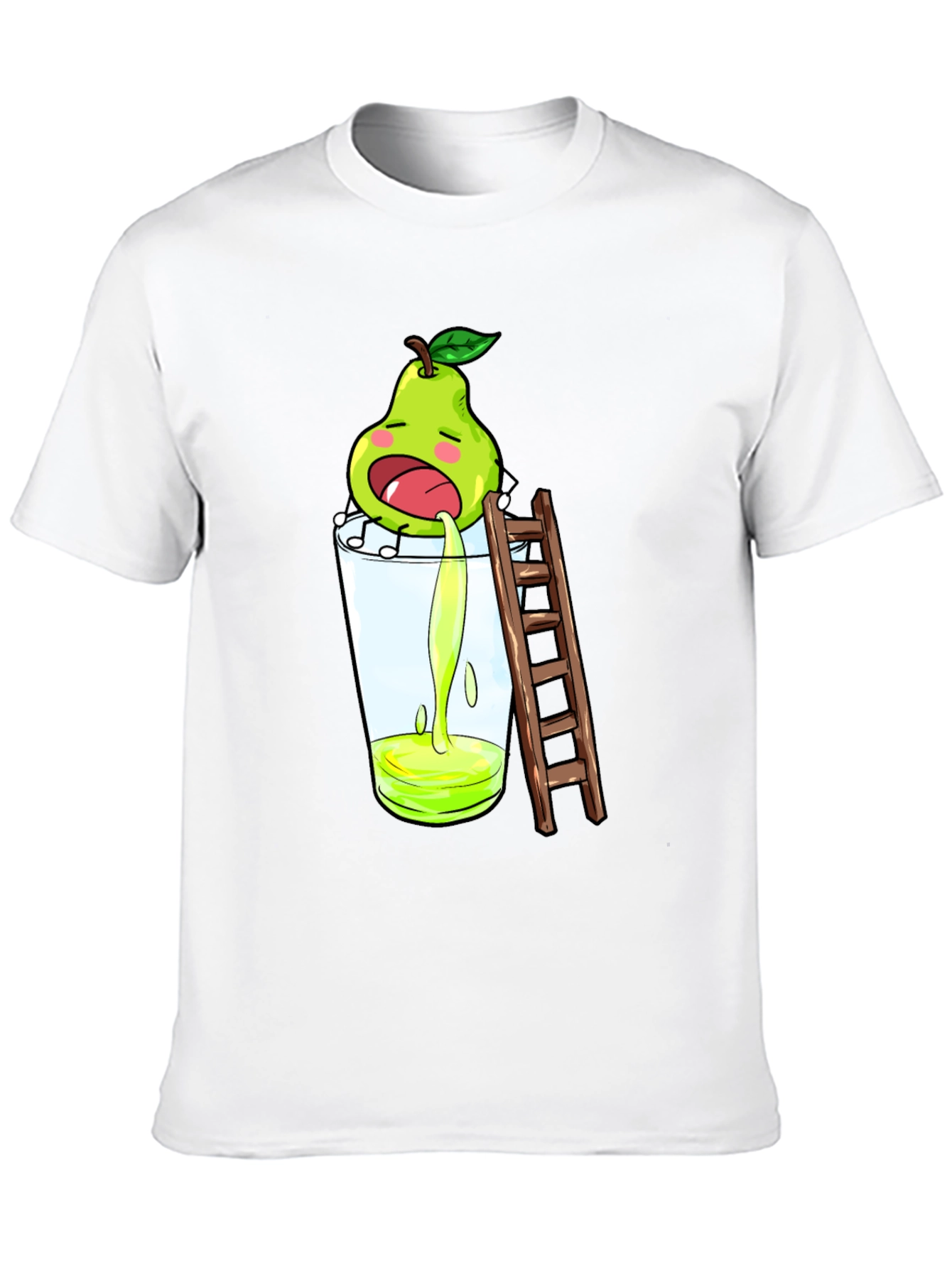 Black Funny Pear Juice Cartoon Black T-Shirt view 10