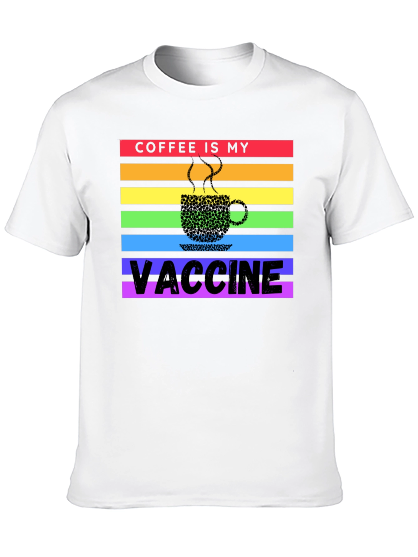Black Coffee is My Vaccine Rainbow T-Shirt view 10