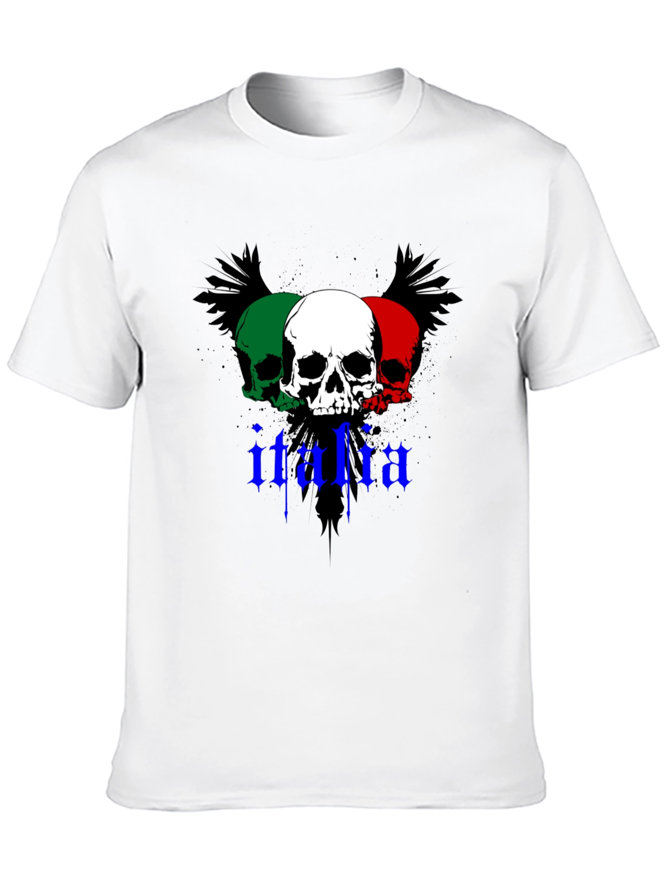 Black Italia Skull Graphic Tee - Black Crew Neck T-Shirt view 10