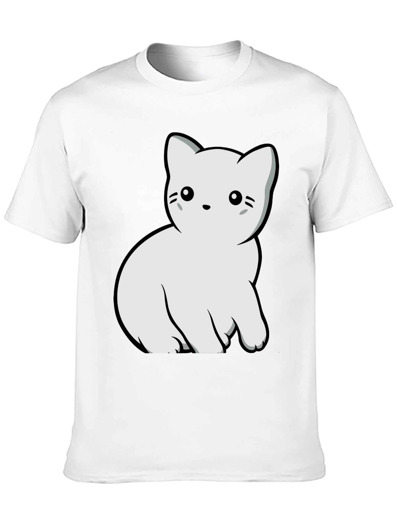 Black Cute Cat Graphic T-Shirt - Black Cotton Blend Tee view 10