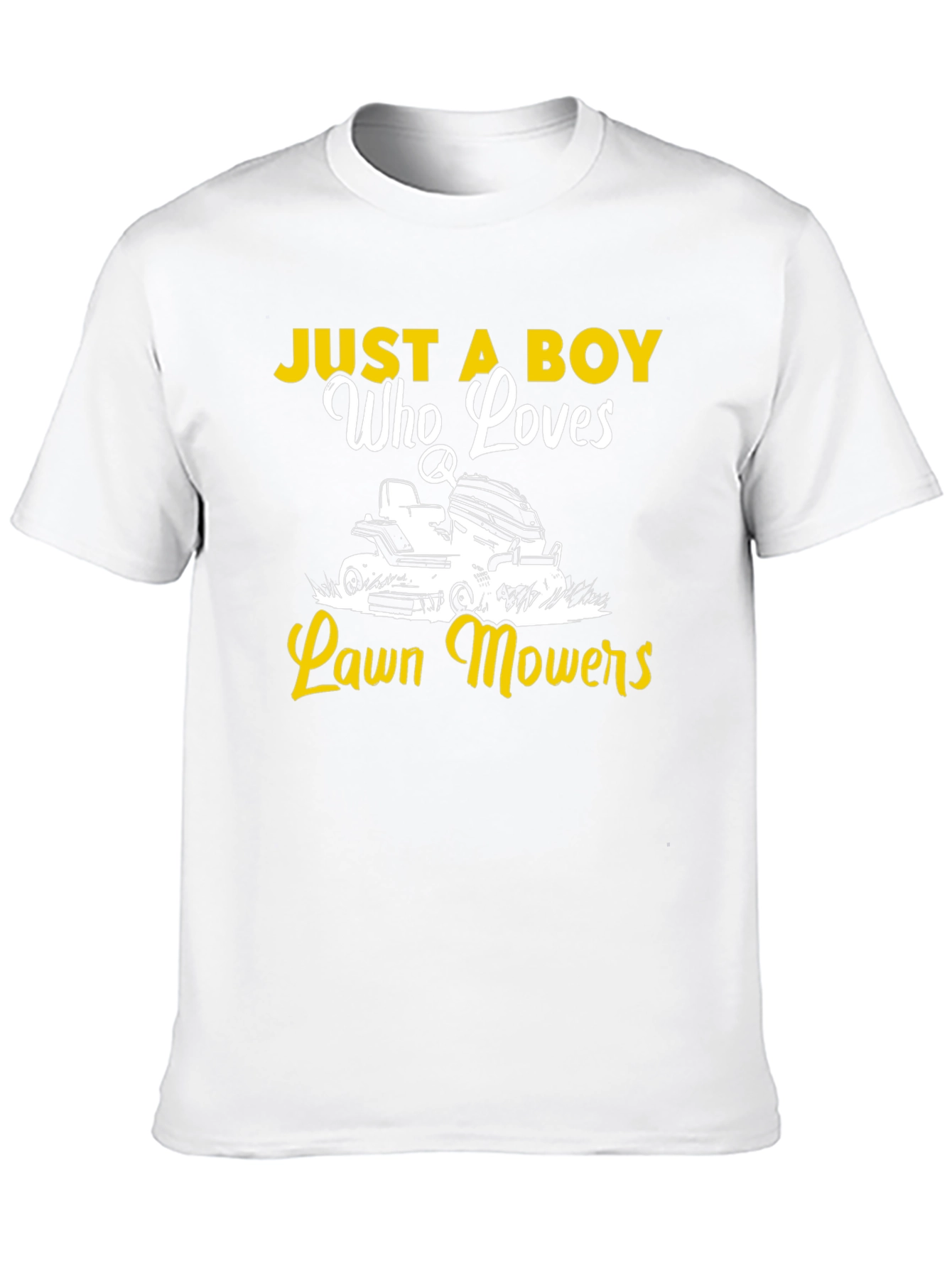 Black Just a Boy Who Loves Lawn Mowers Black Tee view 10