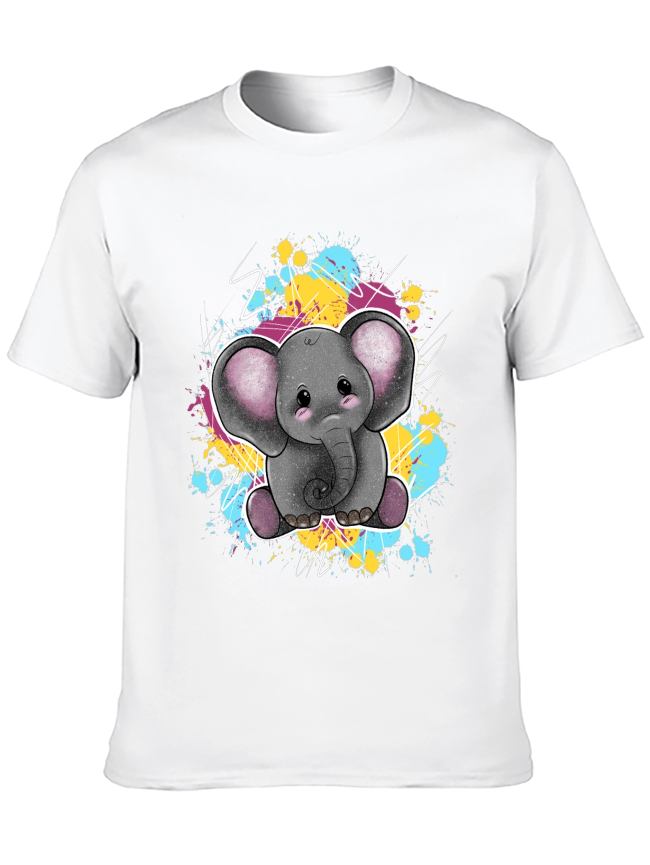 Black Cute Elephant Graphic Tee - Unisex Black T-Shirt view 10