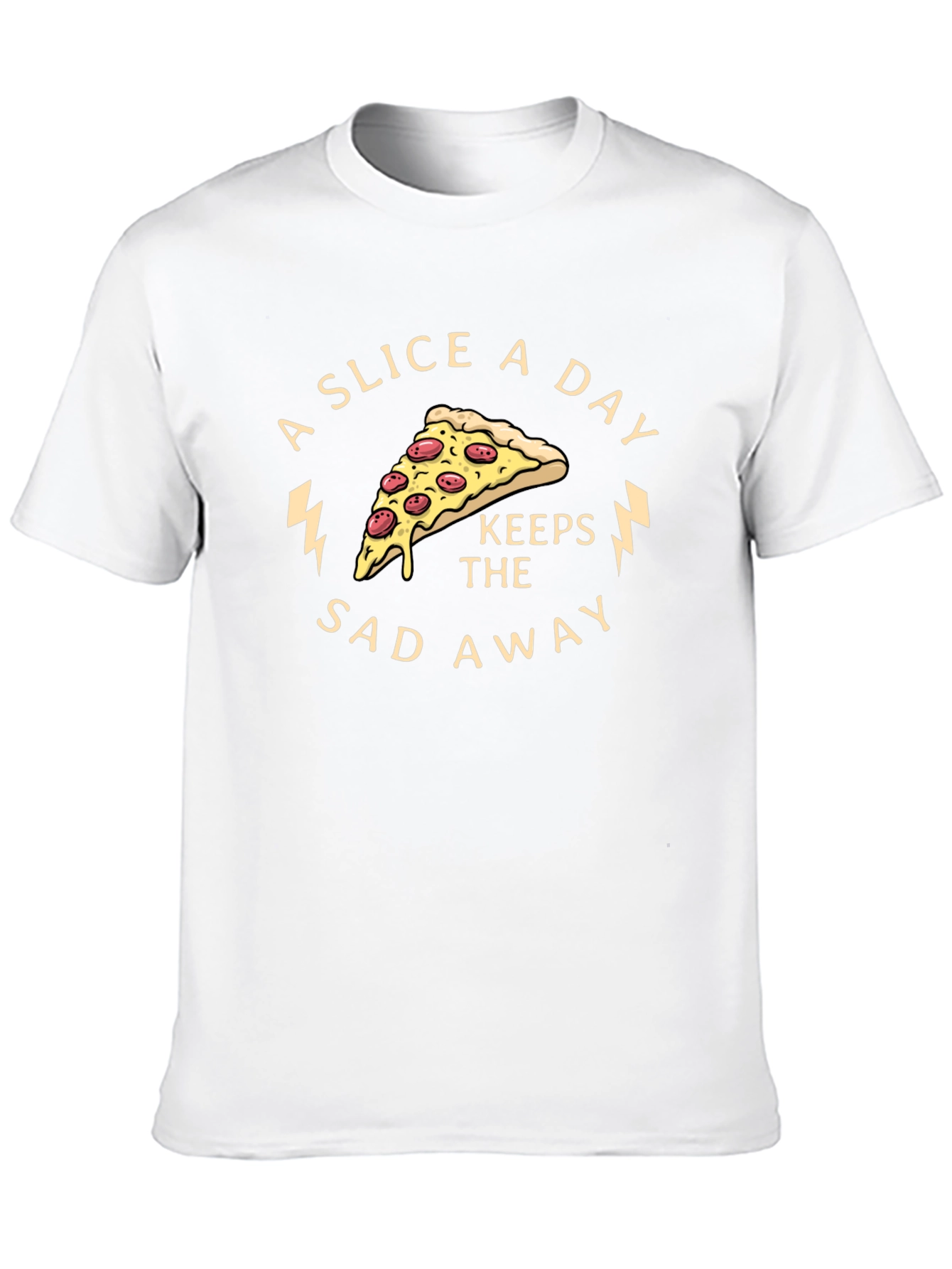 Black Pizza Slice Keeps the Sad Away Graphic Tee view 10