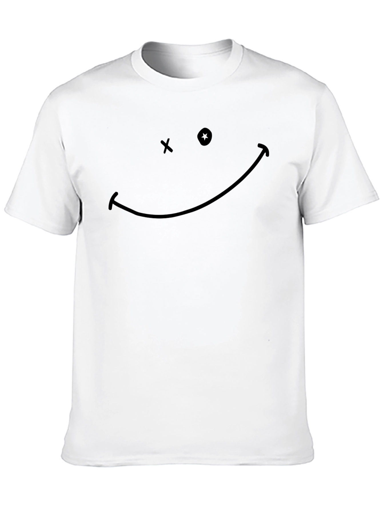 Black Smiley Face Graphic Tee - Soft Cotton Blend view 10