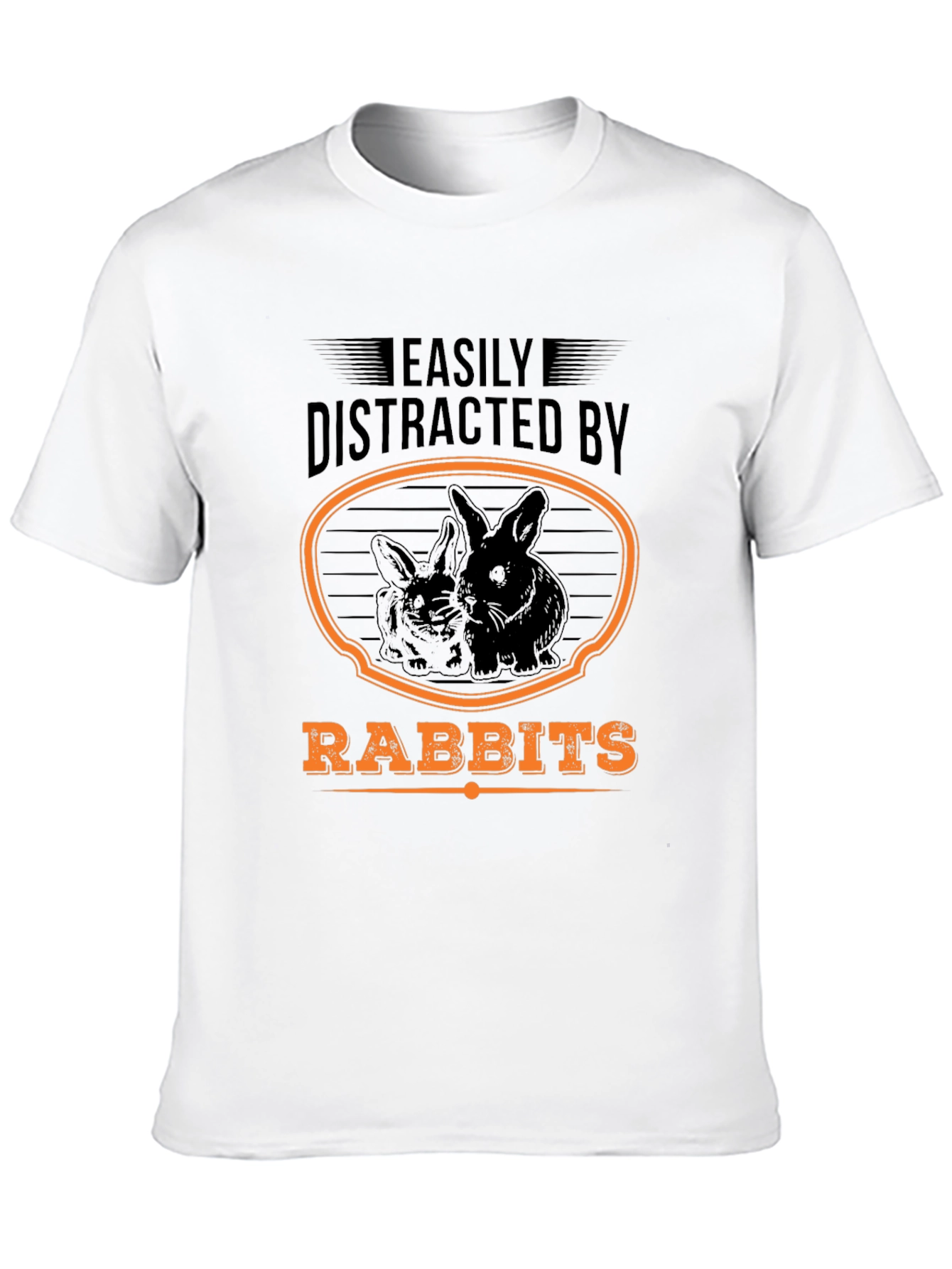 Black Easily Distracted By Rabbits T-Shirt view 10