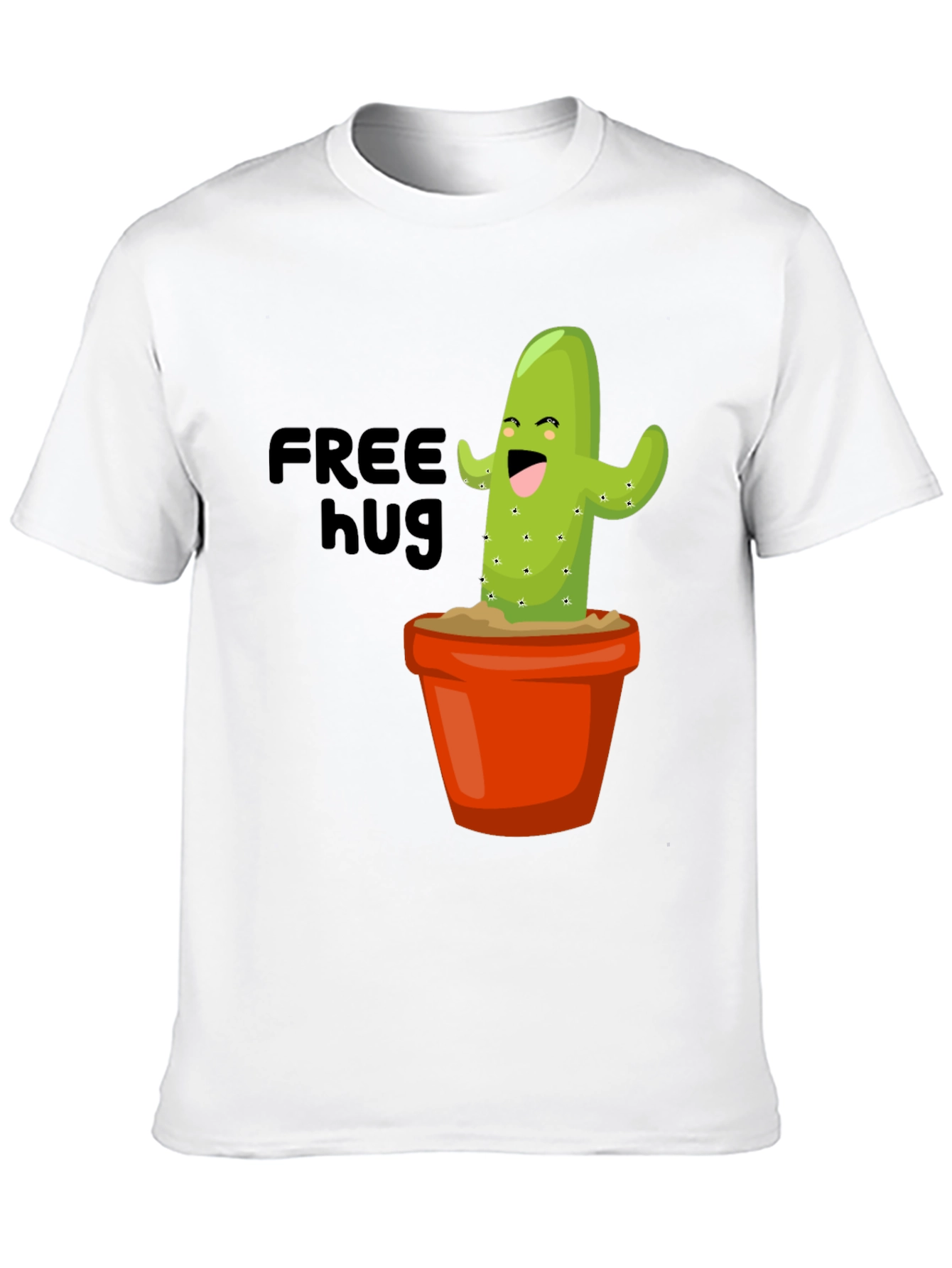 Black Funny Cactus T-Shirt - Free Hugs Graphic Tee view 10