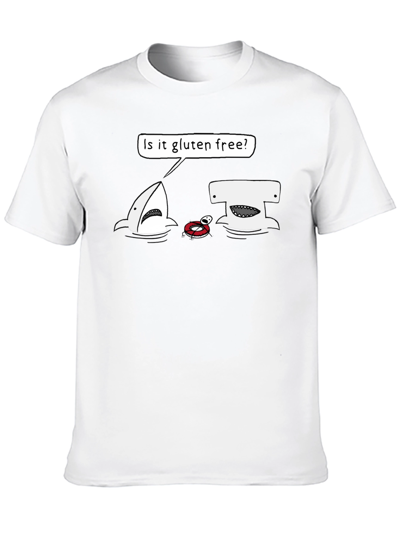 Gluten-Free Shark Humor Graphic T-Shirt - 10