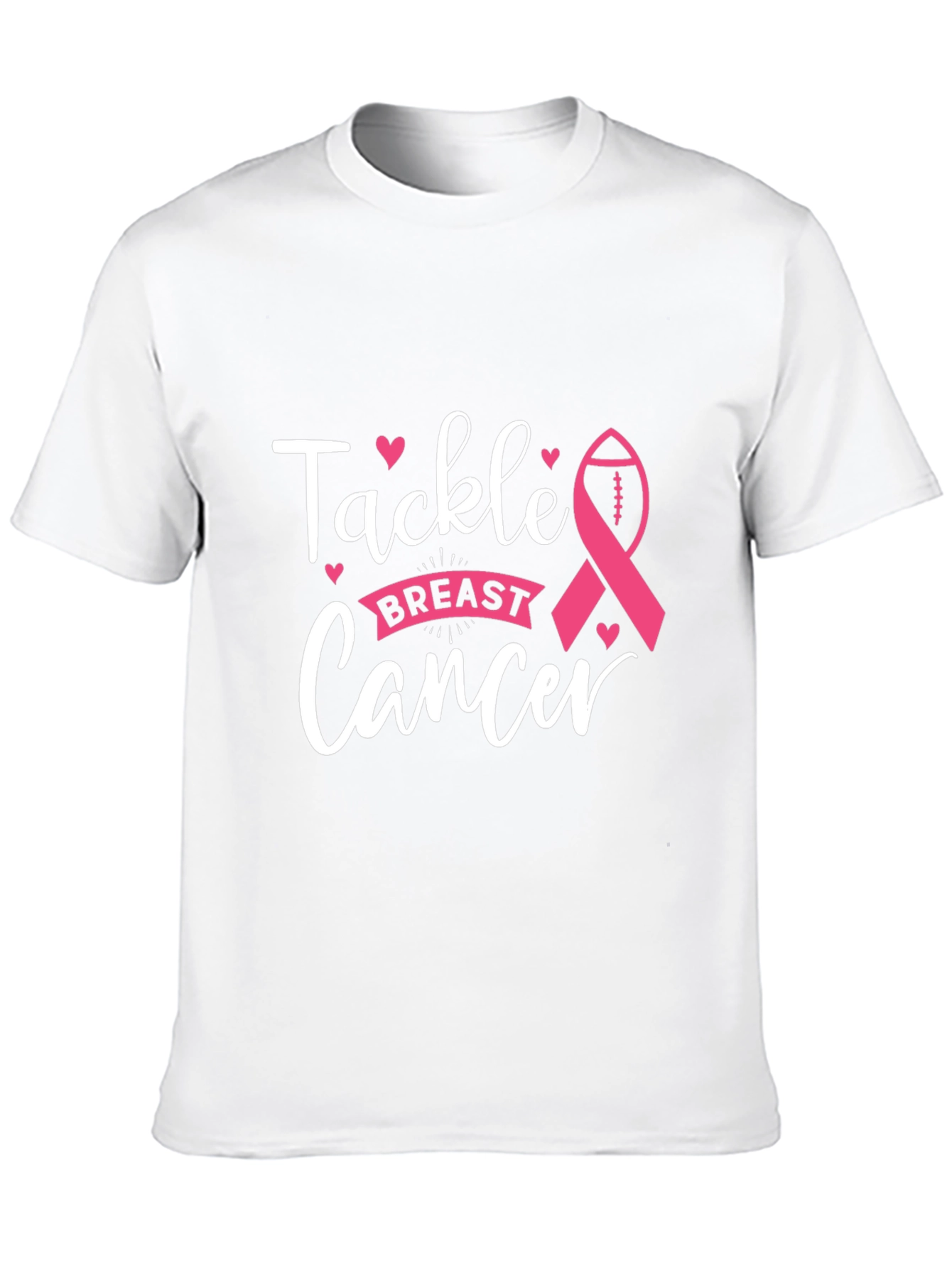 Black Tackle Breast Cancer T-Shirt, Awareness Ribbon Football Tee view 10