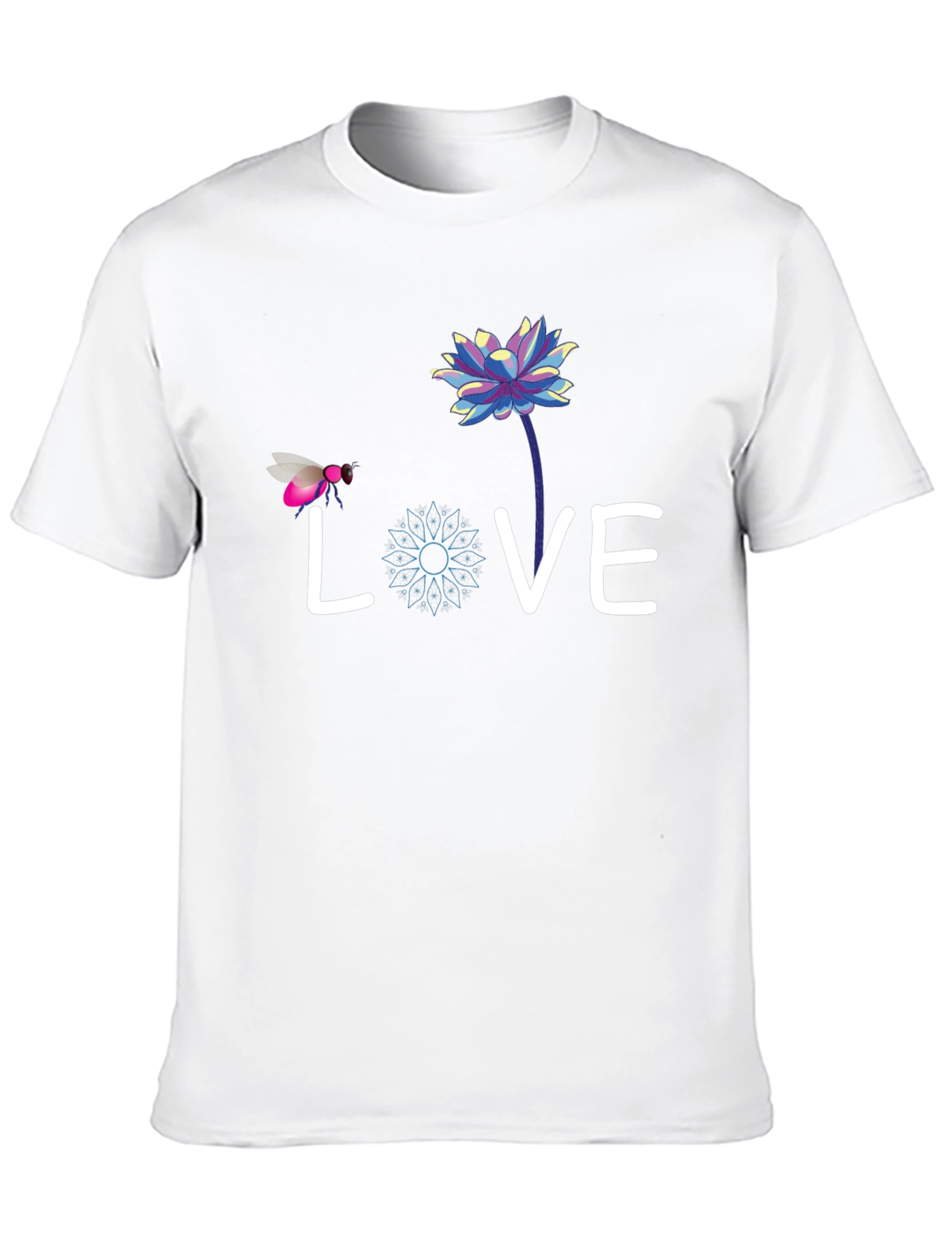 Black Love Bee Lotus Graphic Tee - Black Cotton view 10