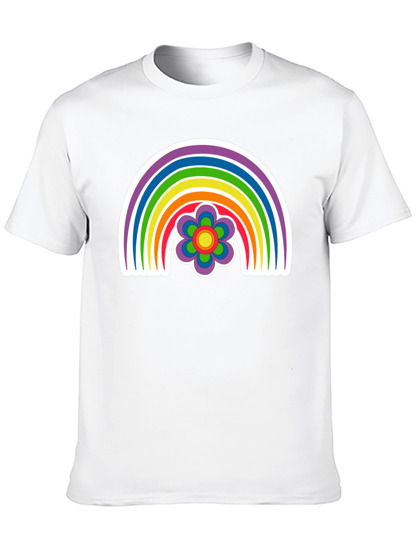 Black Retro Rainbow Flower Graphic Tee - Black view 10