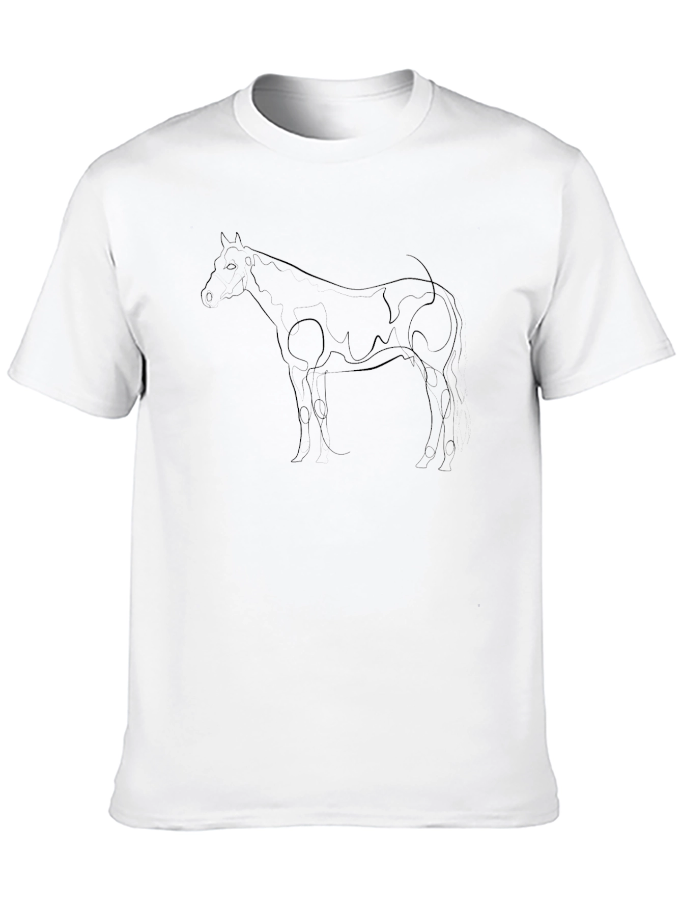 Black Horse Line Art Black Graphic Tee view 10
