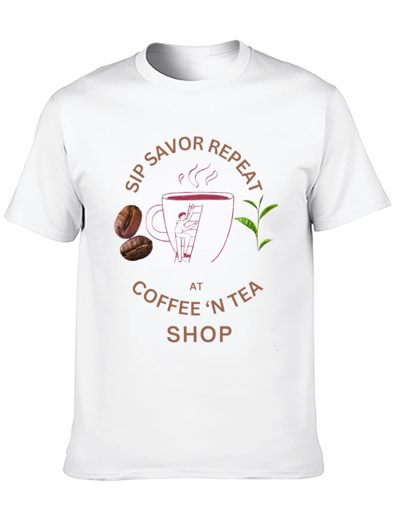 Black Sip Savor Repeat Coffee & Tea T-Shirt view 10