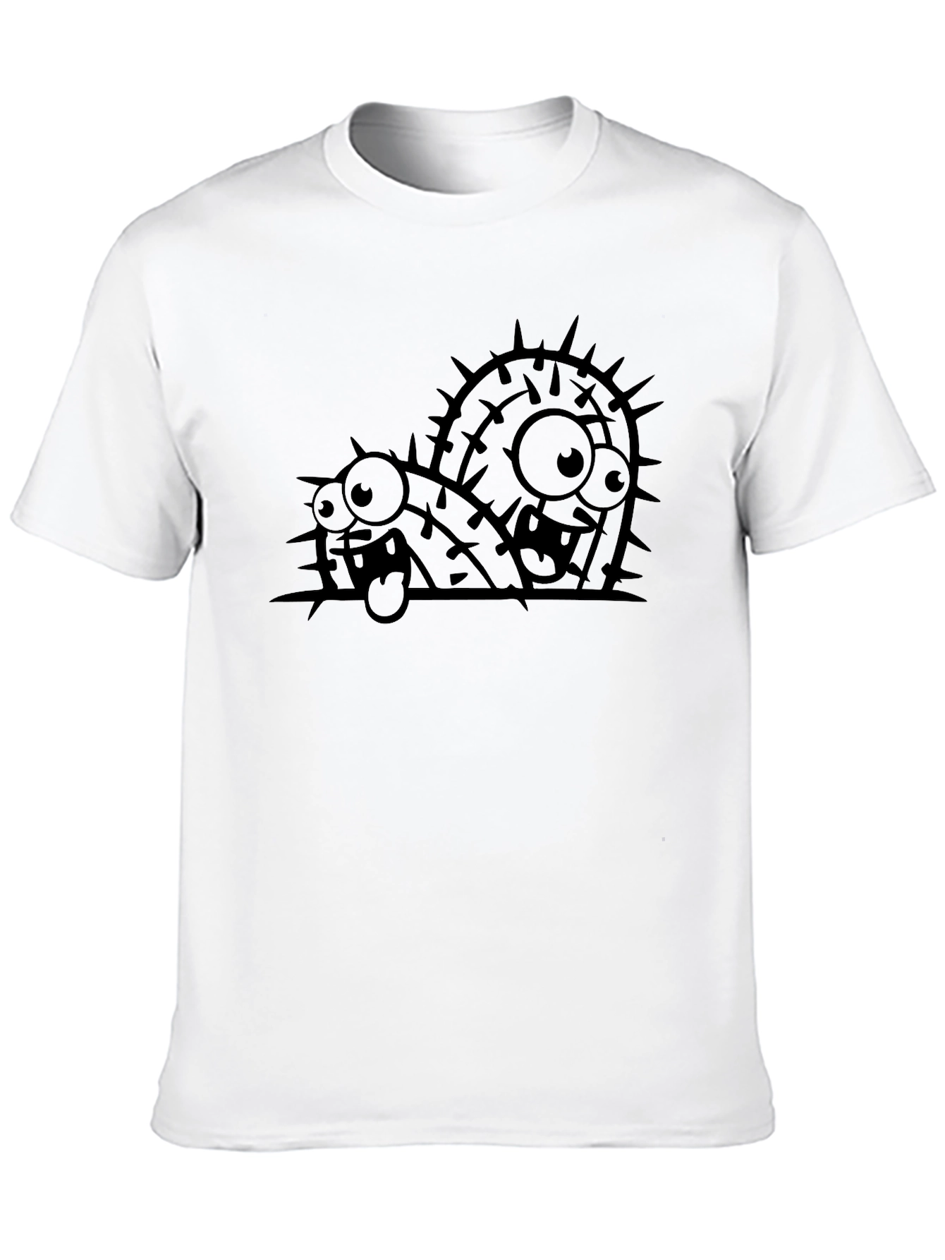 Black Funny Cactus Graphic Print Black T-Shirt view 10