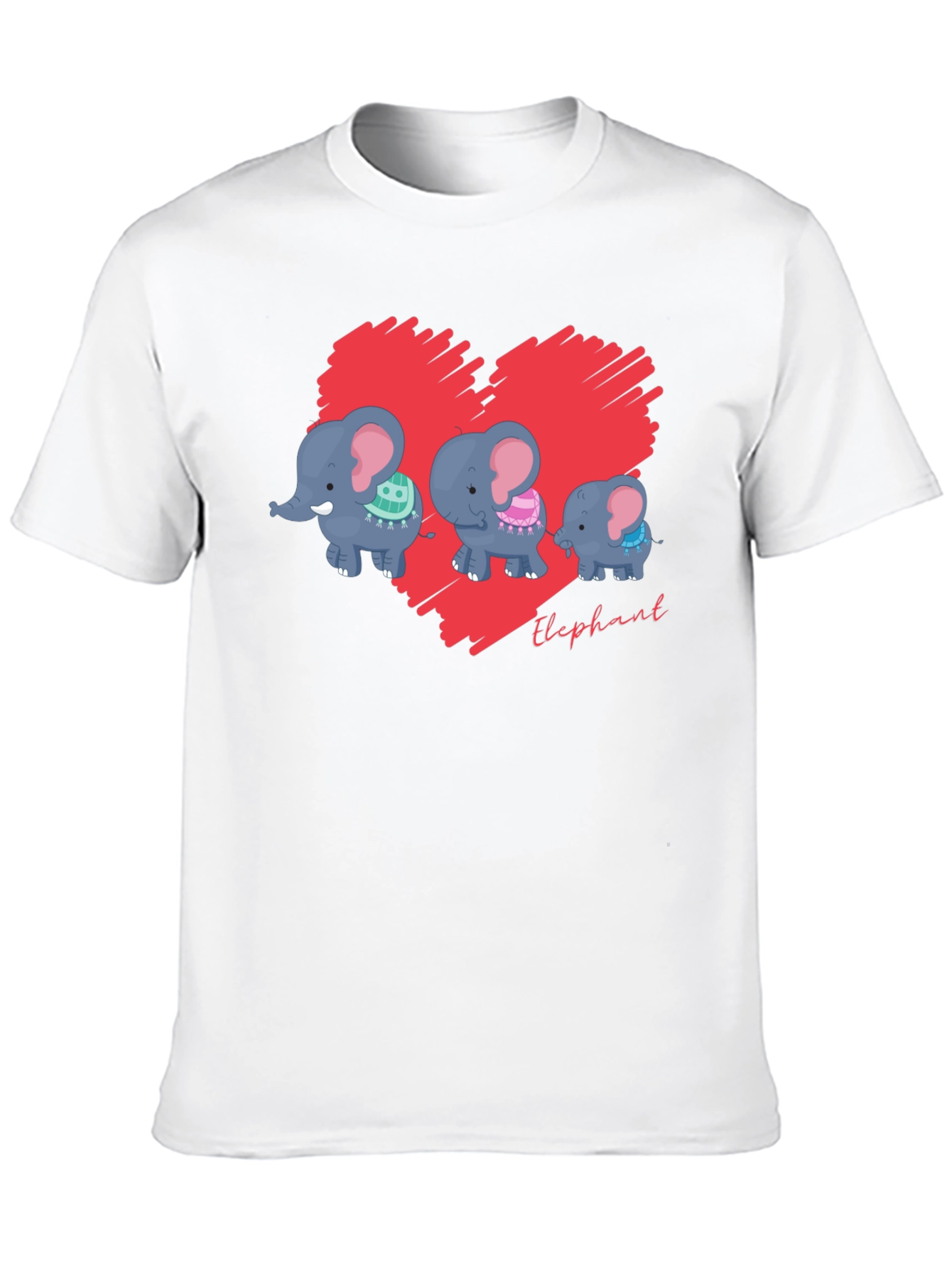 Black Elephant Family Heart Graphic Black T-Shirt view 10