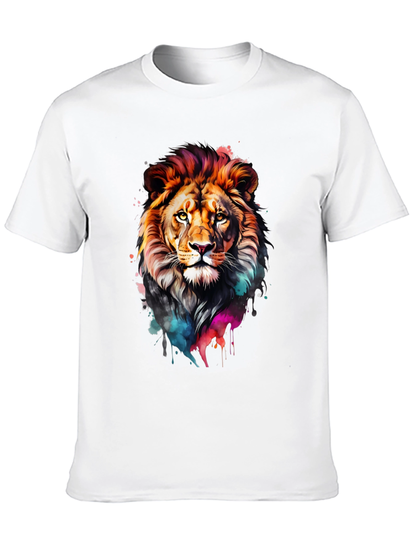 Black Vibrant Lion Graphic Black T-Shirt view 10