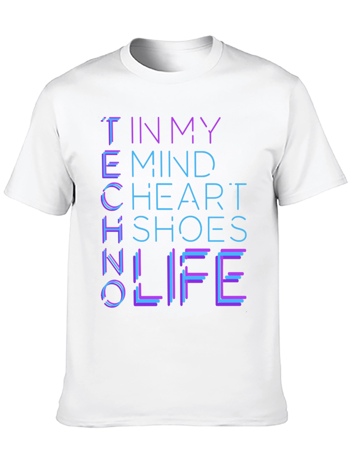 Black Techno Mind Heart Shoes Life Graphic Tee - Black view 10