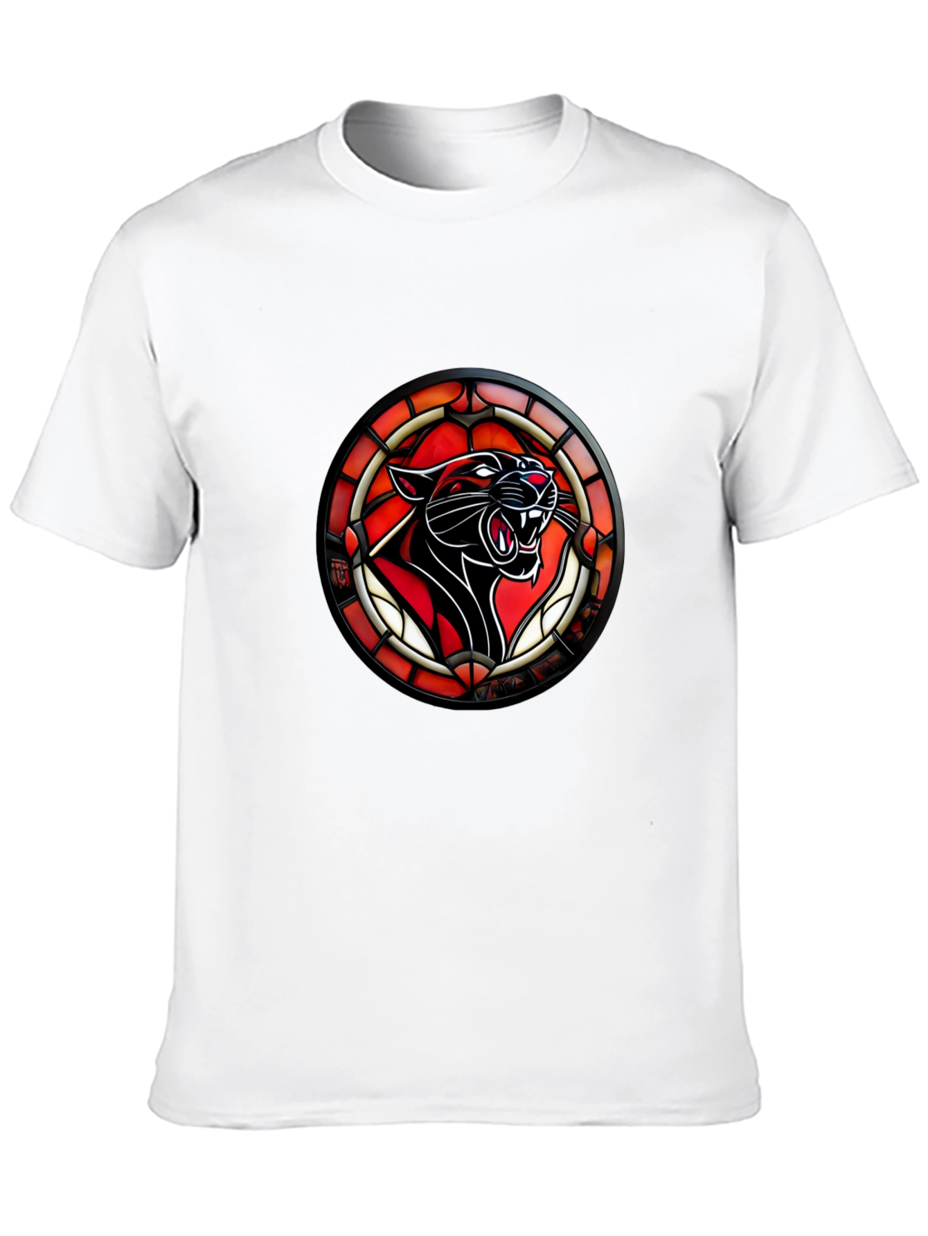 Black Stained Glass Panther T-Shirt - Bold Graphic Tee view 10
