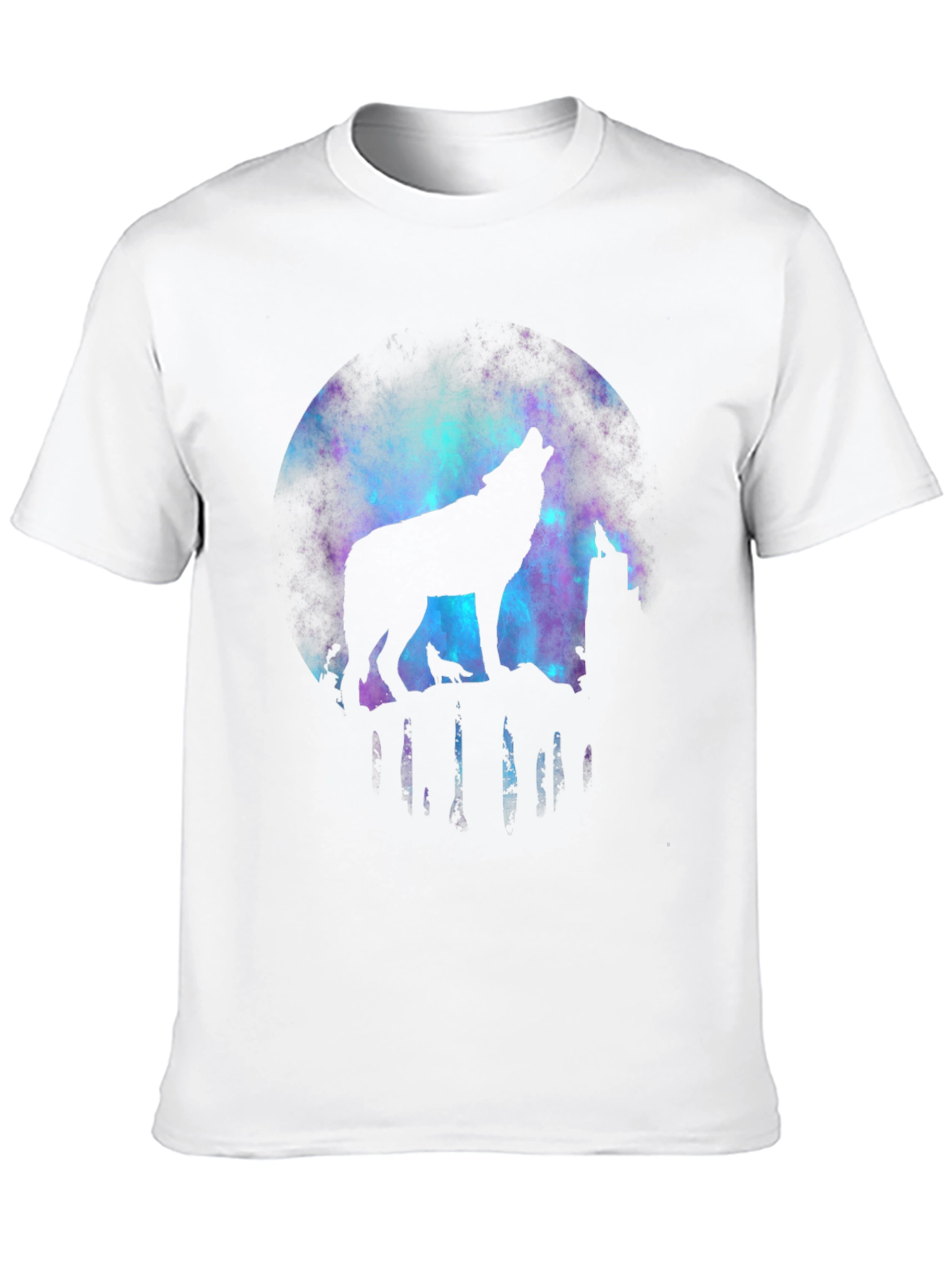 Black Wolf Howling Galaxy Graphic Tee - Black view 10