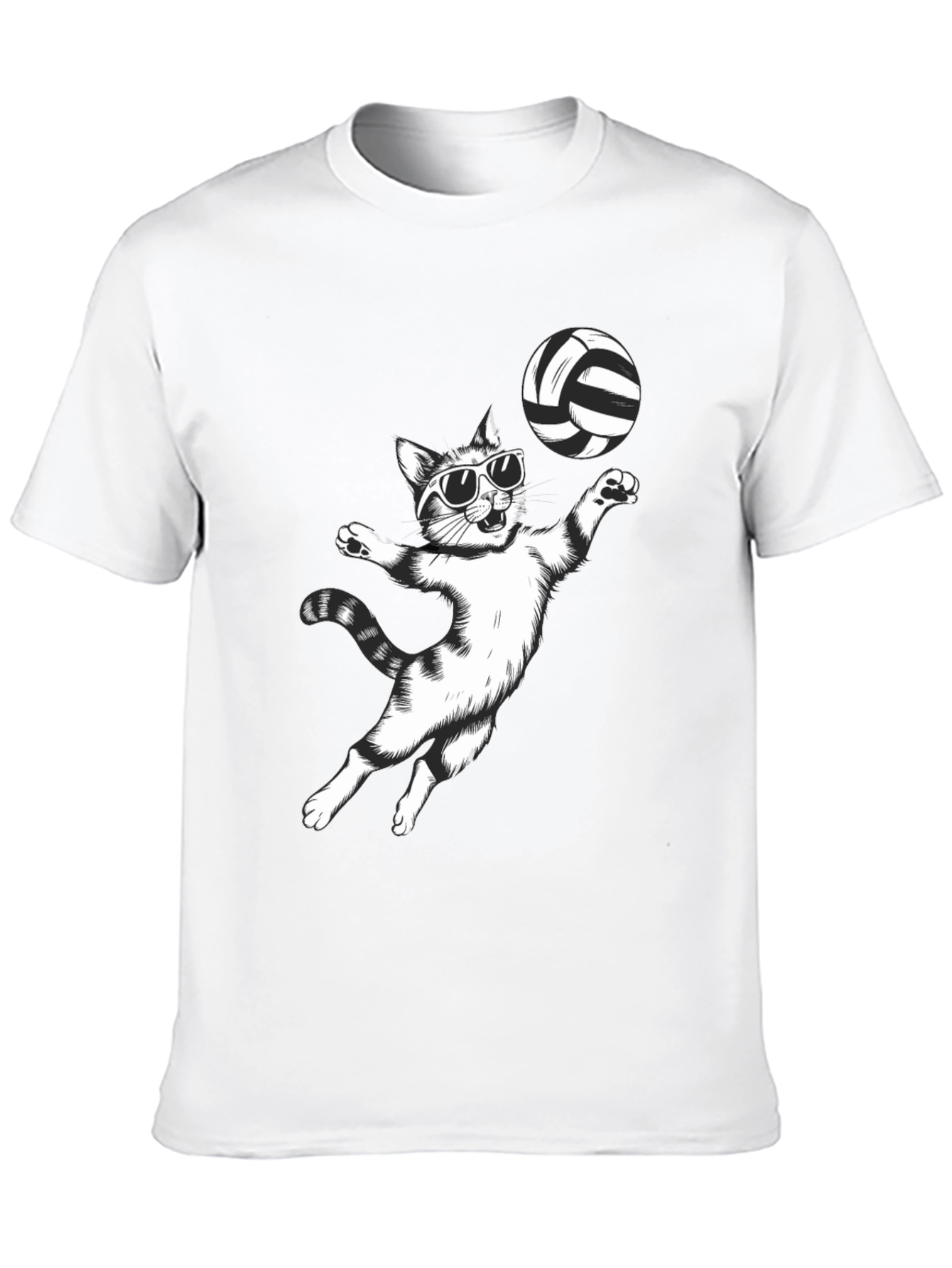 Black Volleyball Cat Graphic Tee - Funny T-Shirt view 10