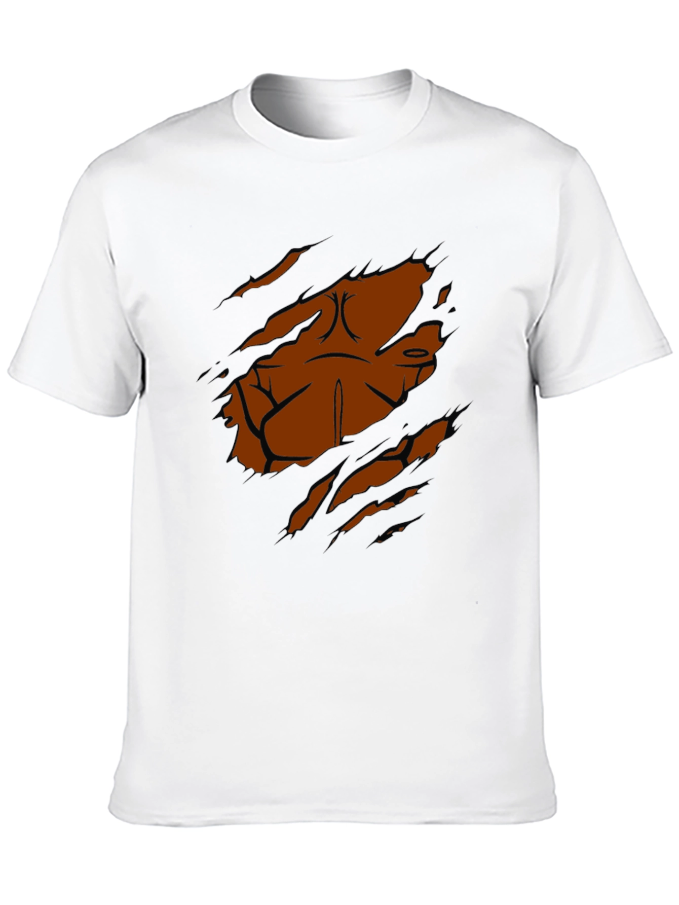 Black Ripped Abs Illusion Graphic T-Shirt - Black view 10