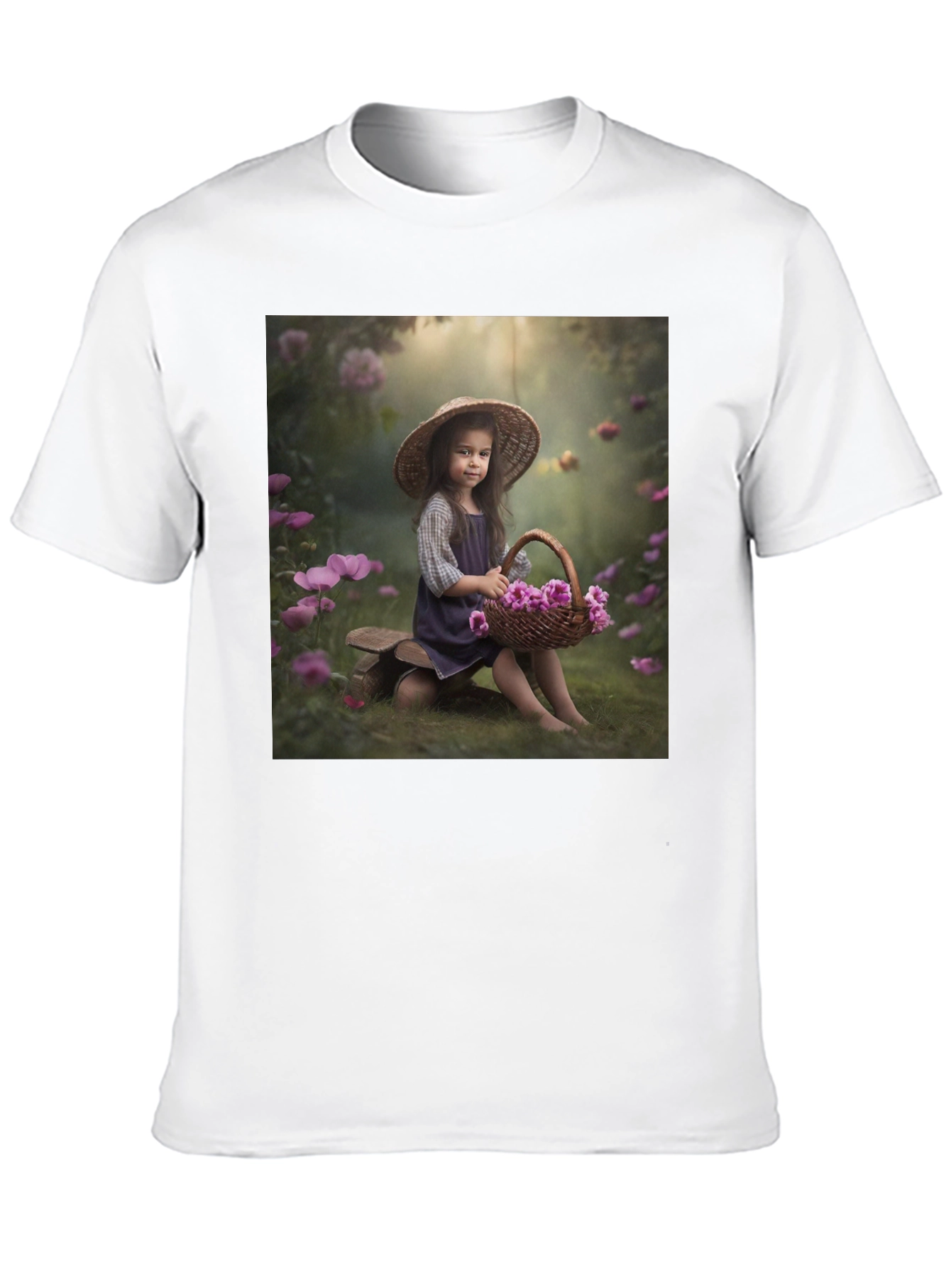 Black Charming Girl with Flowers T-Shirt view 10