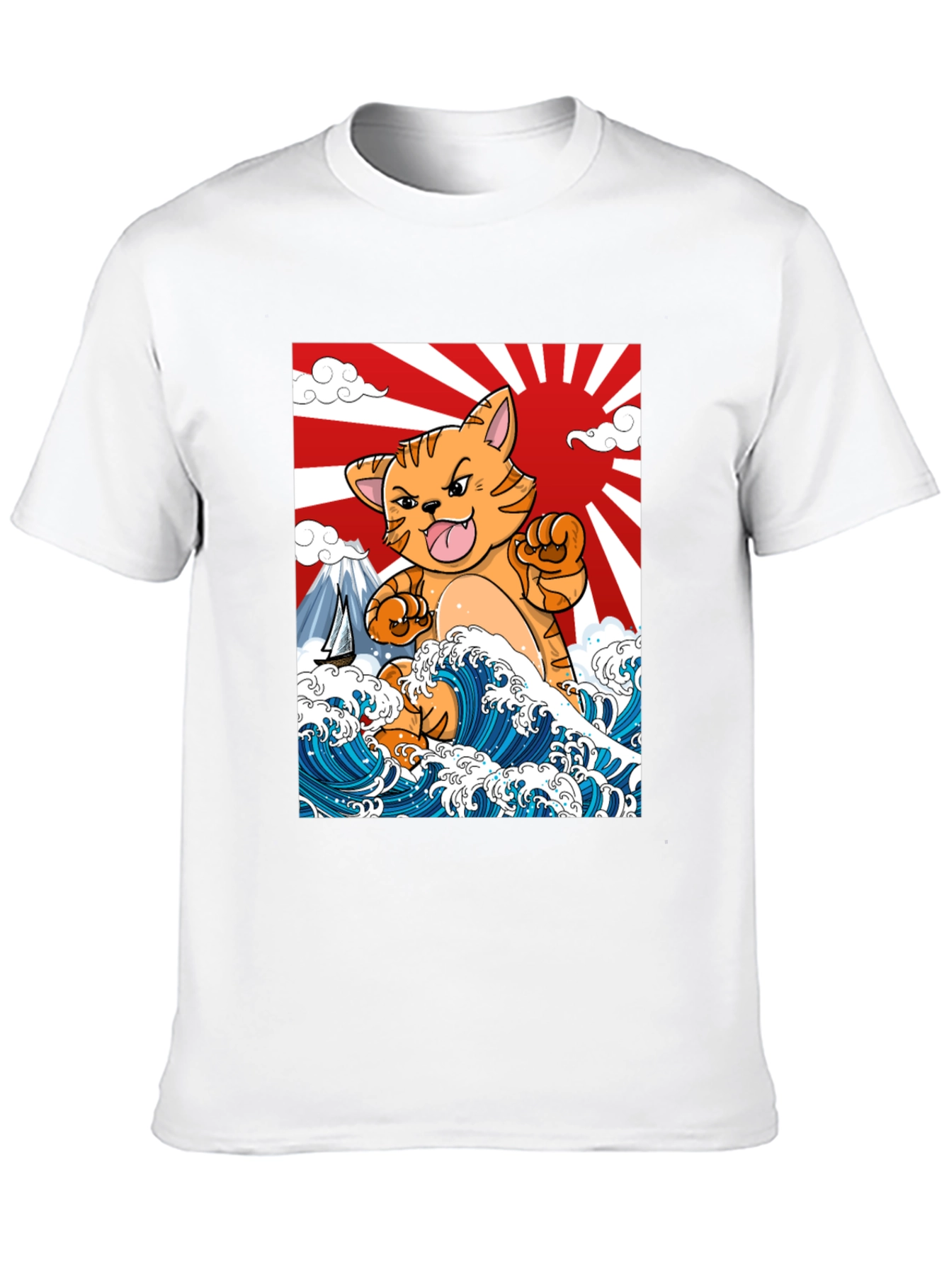 Black Kaiju Cat T-Shirt - Japanese Wave Art view 10